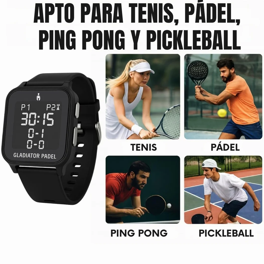 Reloj Contador de Puntos Electrónico para Pádel, Tenis, Pickeball y Ping Pong con Alarma y Cronómetro Resistente al Agua