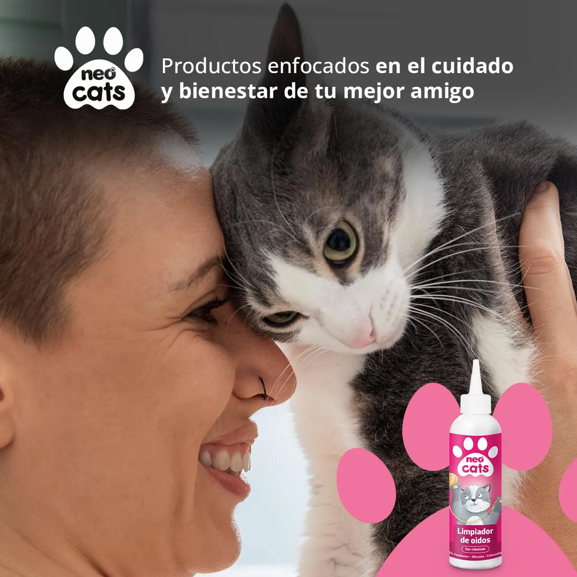 Limpiador de Oídos para Gatos con Árbol de Té y Aloe Vera - Previene Otitis, Ácaros y Reduce el Mal Olor - Fórmula con pH Adaptado y Extracto Natural - 125 ml