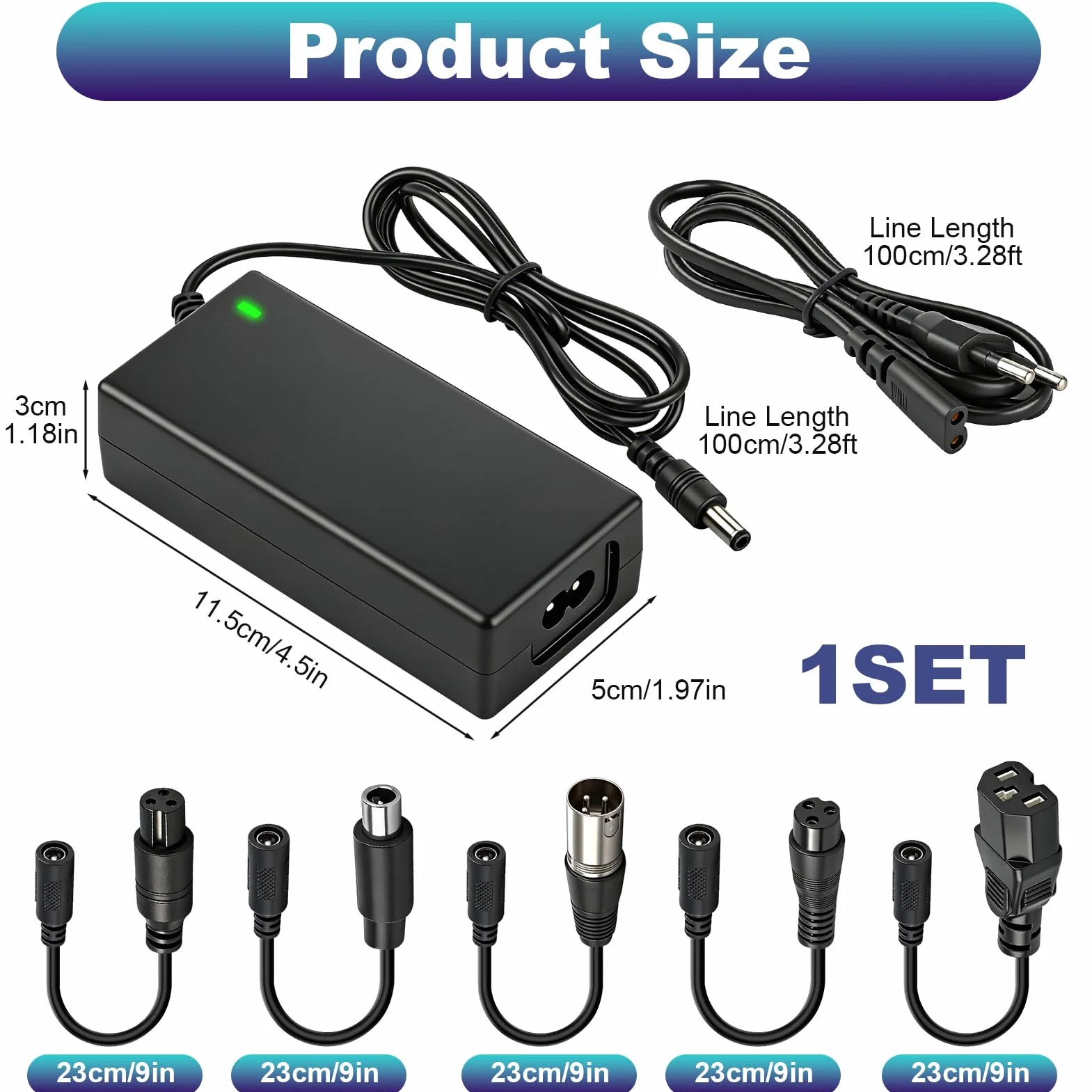 Cargador Patinete Electrico Universal 42V 2A para Hoverboard Scooter Adaptador Corriente 6 Conectores M365 Bicicleta Electrica
