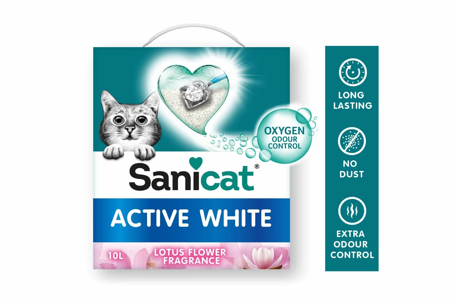 Sanicat Arena Aglomerante Active White con Flor de Loto, 6 L