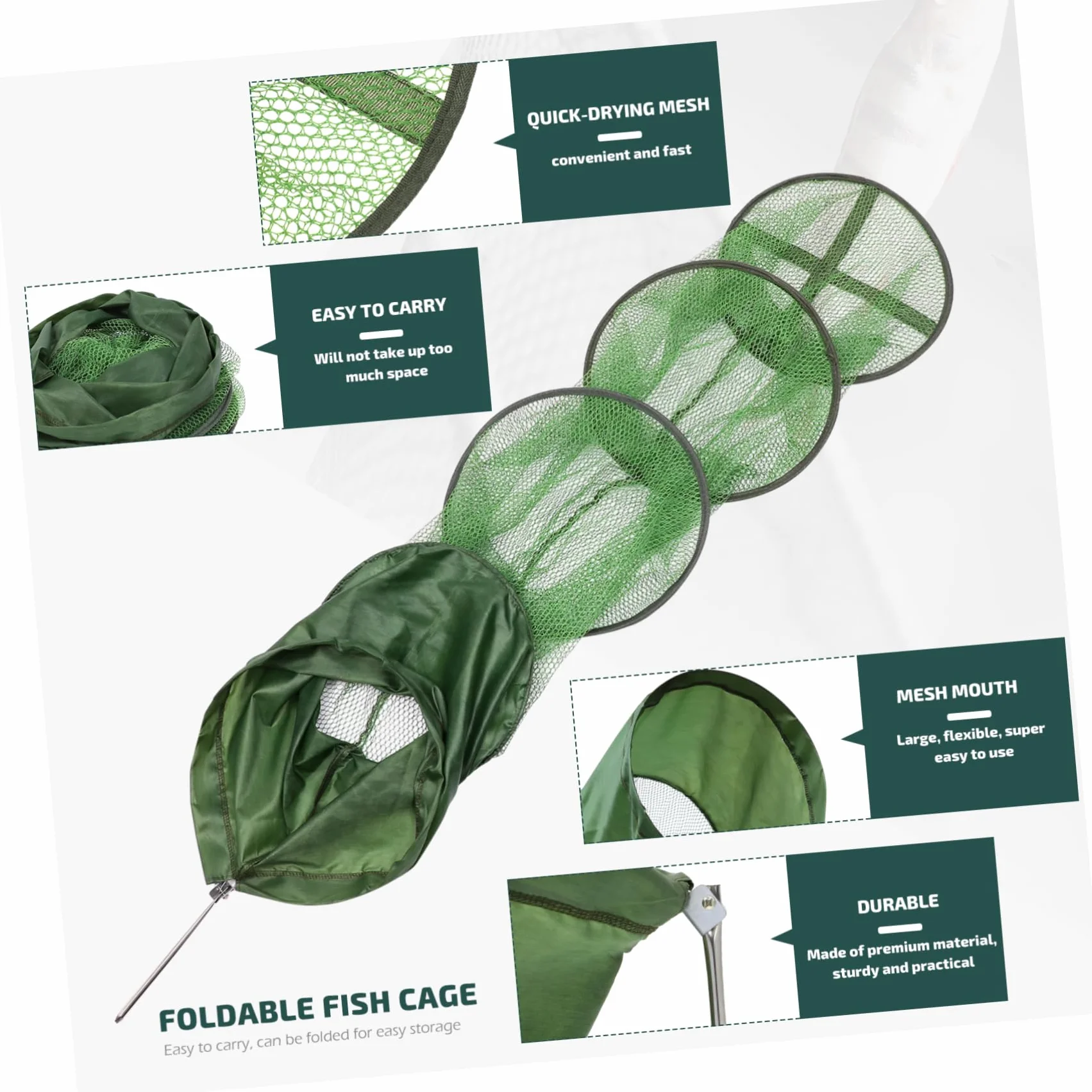 BESPORTBLE Plegable Red de pesca de goma para pesca