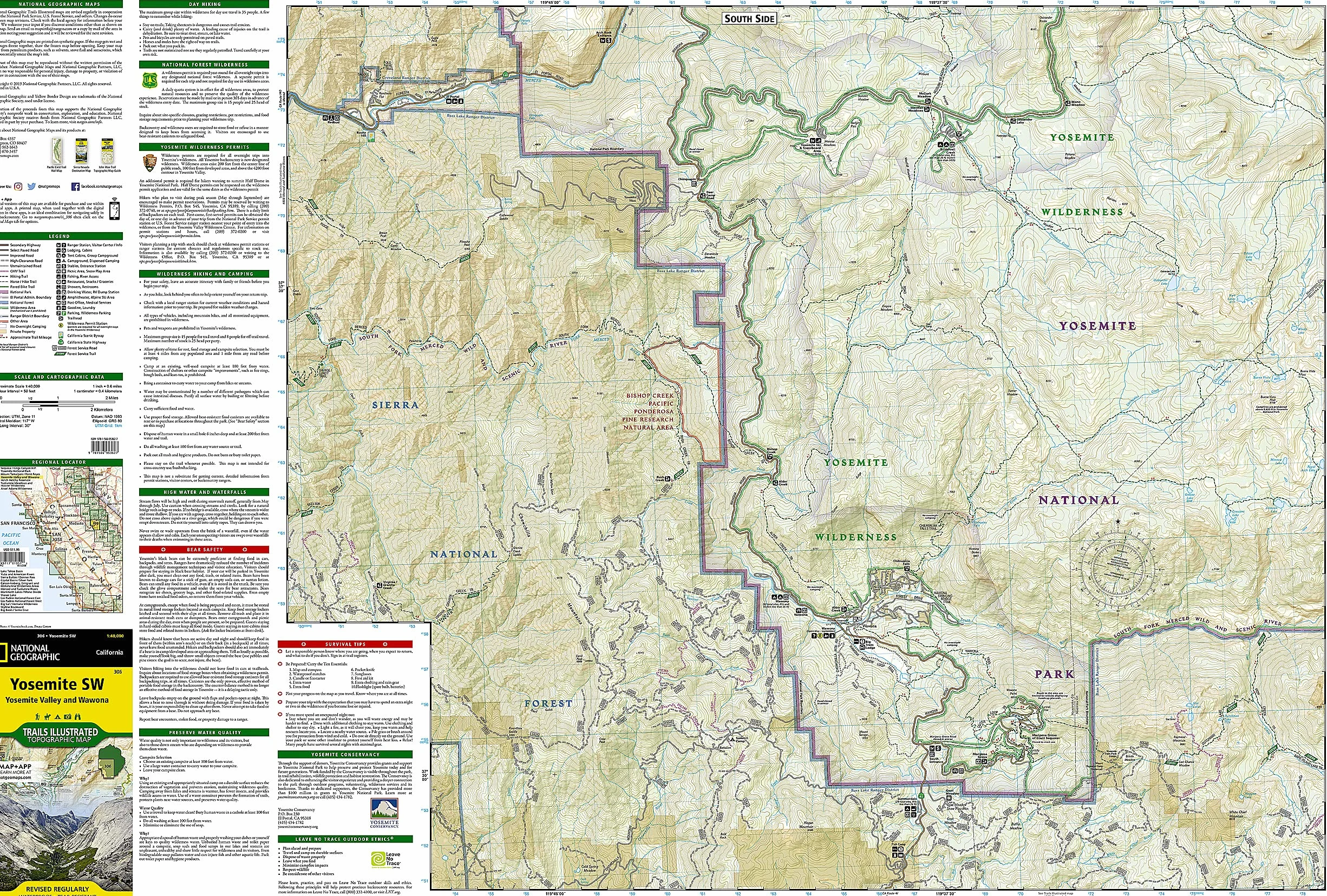 Yosemite Sw, Yosemite Valley & Wawona: Trails Illustrated National Parks Map (National Geographic)