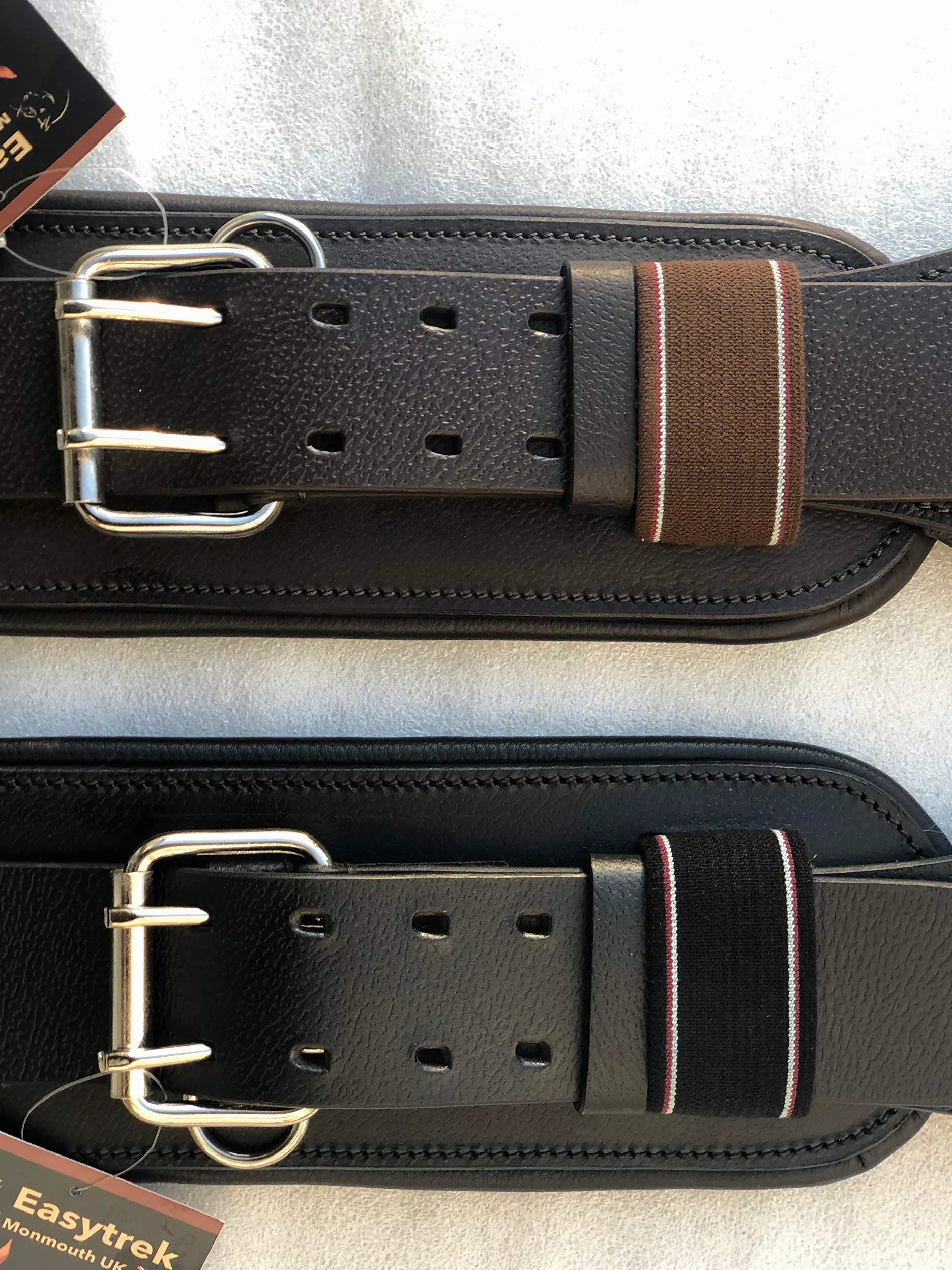 Cuero ajustable sin árbol/doma circunferencia en negro o marrón (pequeño 45,7 cm - 55,8 cm pulgadas, cuero marrón)