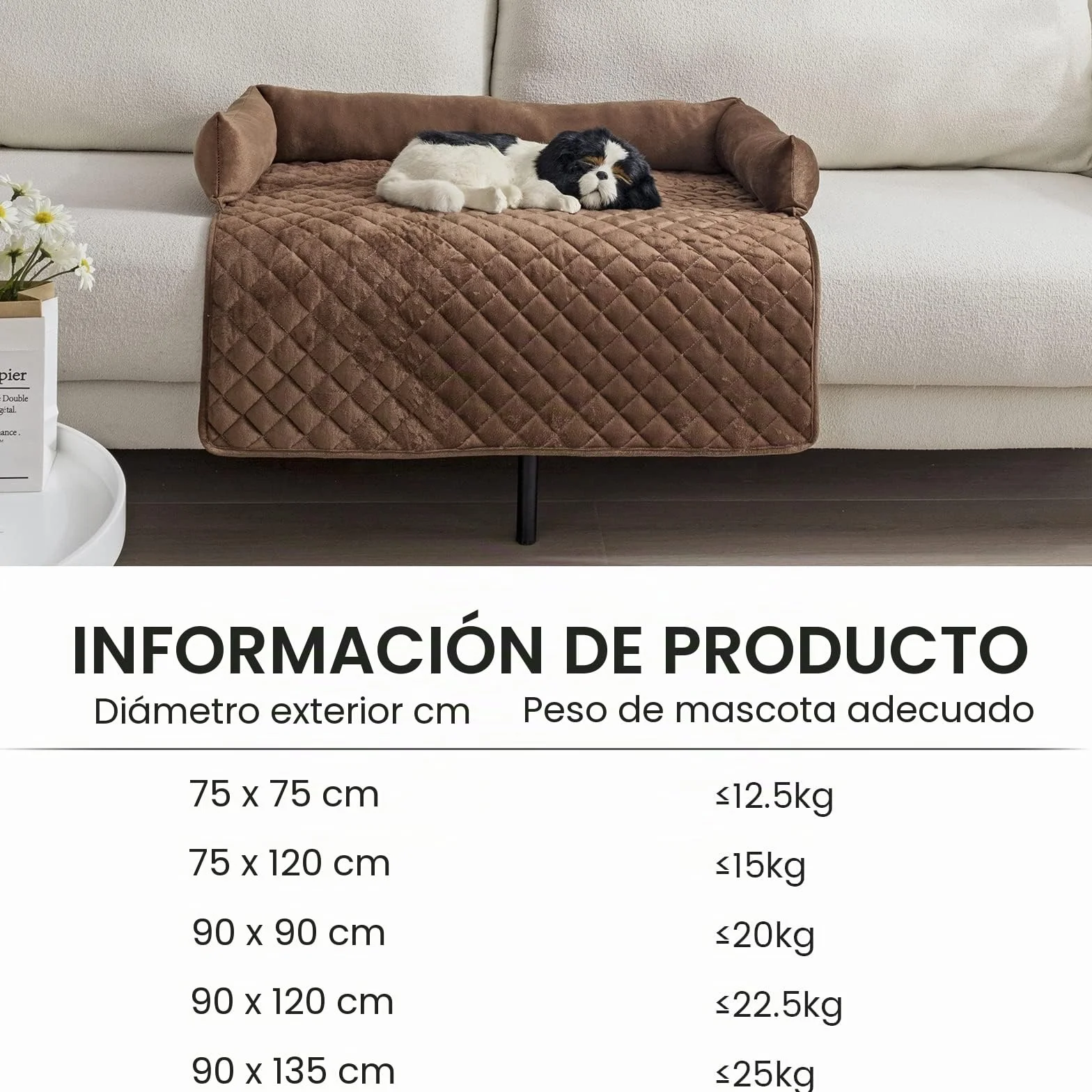 OKYUK Cama para Perros, Protección para Sofá, Hecha a Mano, Lavable, Cojín y Alfombrilla para Perros Grandes, Medianos y Pequeños (Café, 75 x 75 cm)