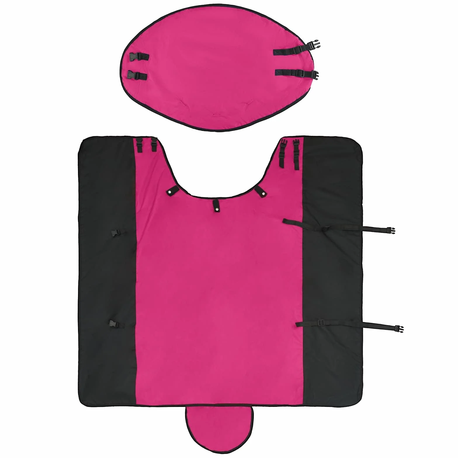 Manta para caballo rosa y negro, 75 cm, de poliéster impermeable con cierre ajustable, transpirable y resistente al viento, para establo, pasto, paddock, al aire libre y equitación en