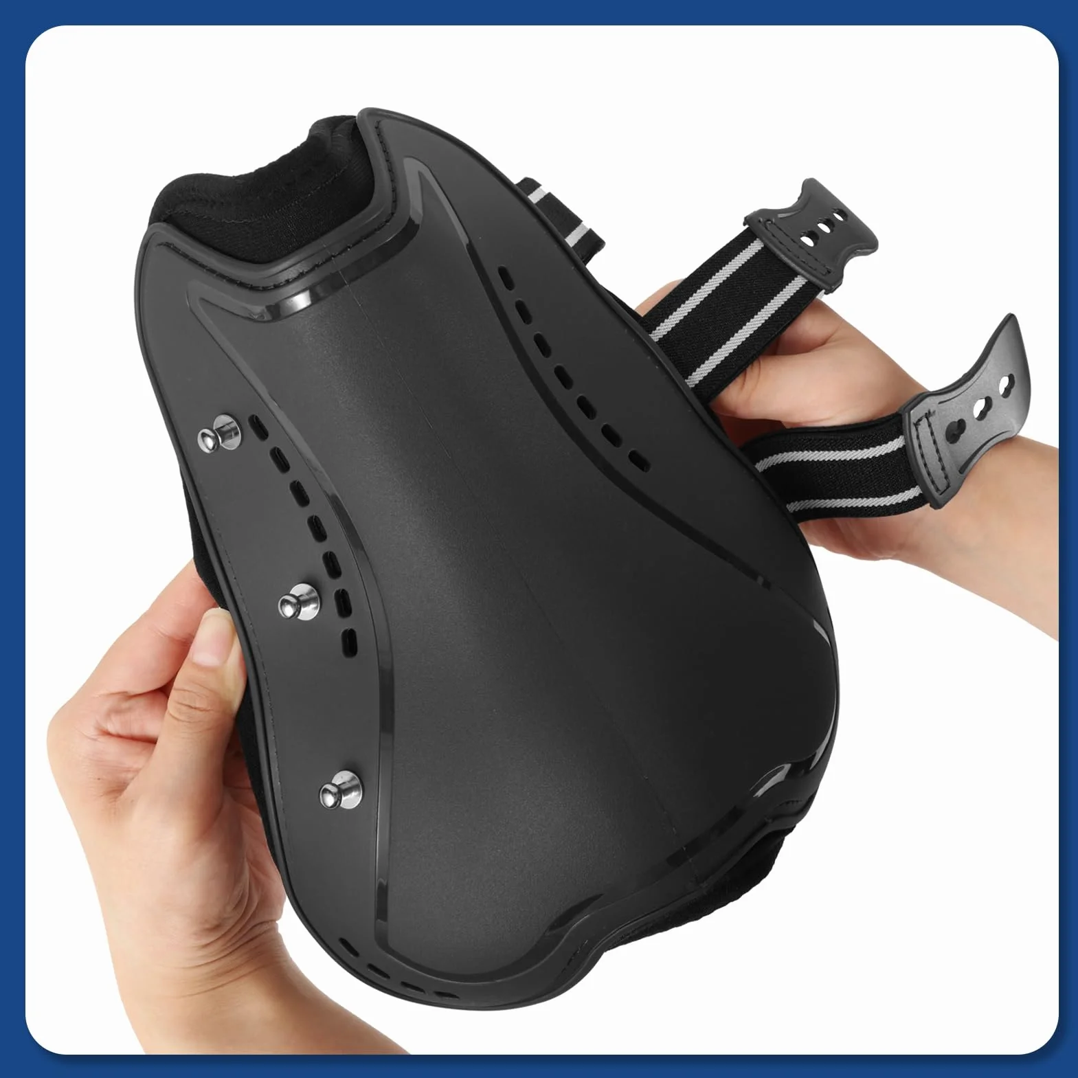 Protectores Caballo, Botas de Pierna de Caballo Polainas Gorras para Pies Frente de Caballo Protector elástico Botas Pony protección de Pierna con absorción de Impactos, L, Negro