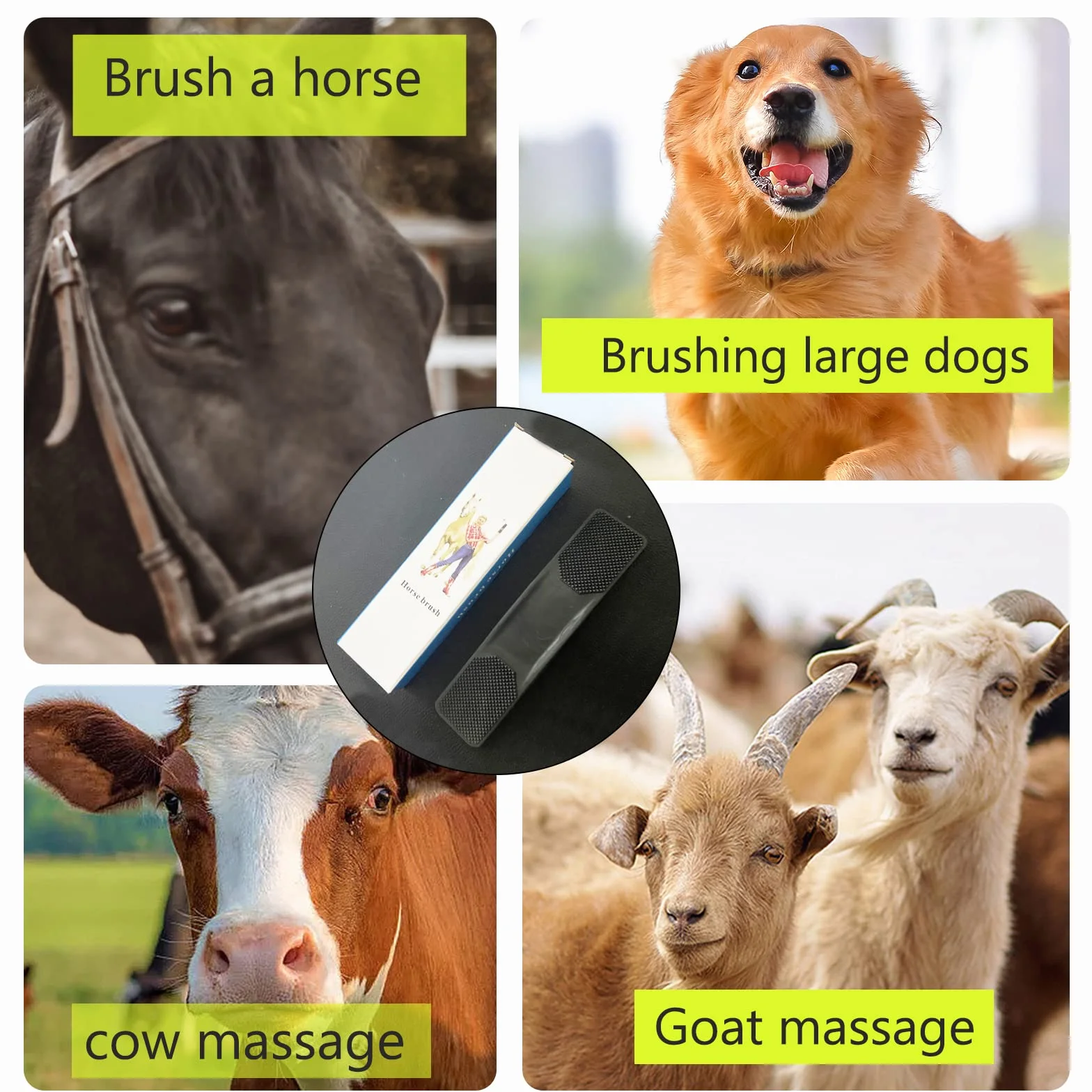 Cepillo para raíces de Caballos, 6 en 1, Cepillo de Caballo, Cepillo de Masaje para Caballos para Eliminar el Pelo seco y Suelto de Caballos y Perros Grandes