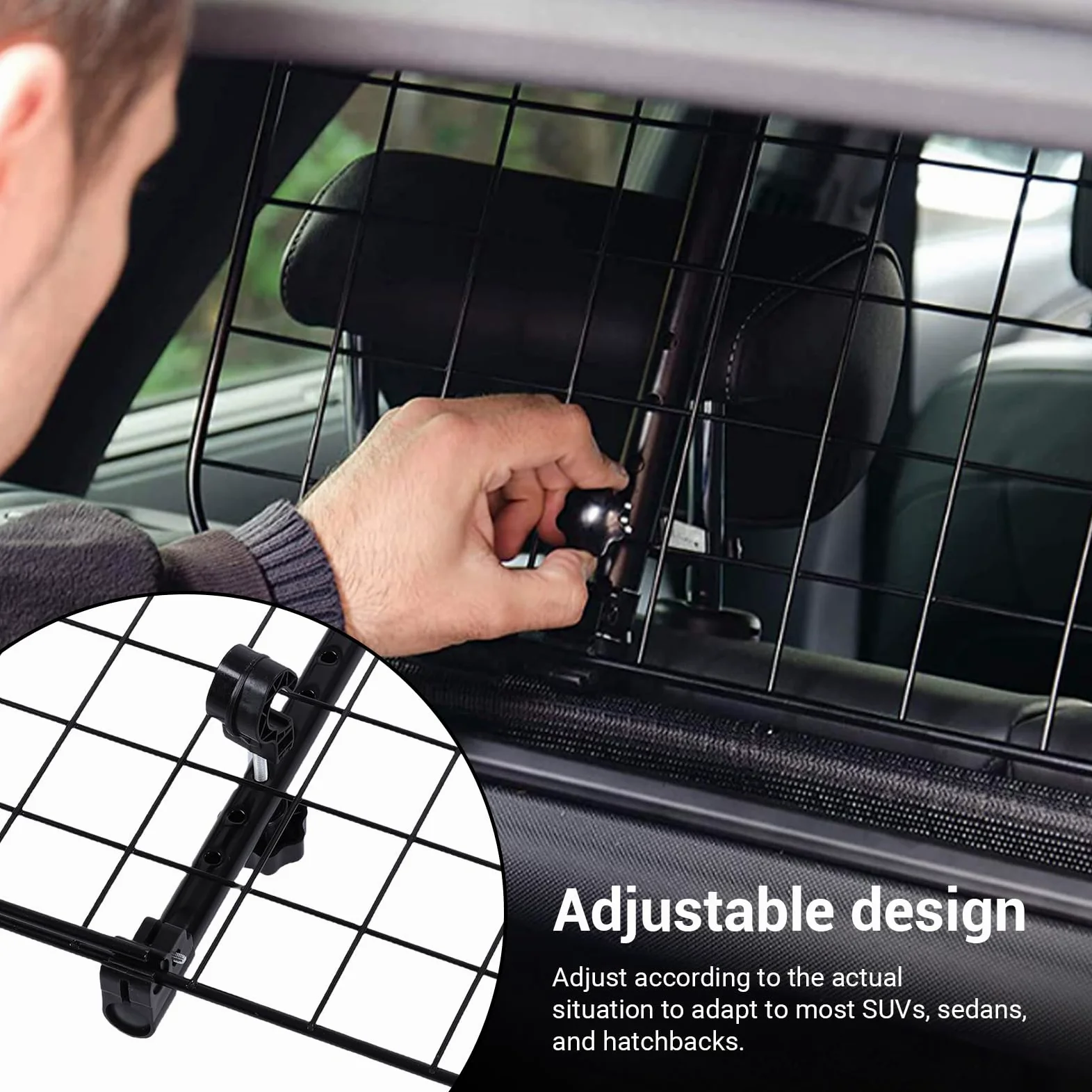 Barreras para Coches para Perros, Protector para Mascotas de Malla de Alambre Ajustable con Revestimiento de Pintura para SUV, Camiones, Sedanes y Hatchbacks