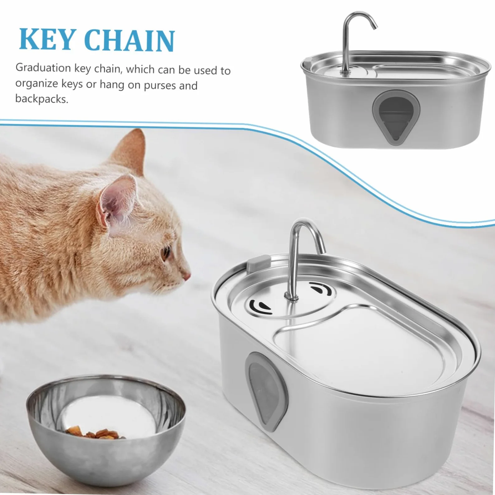 Dispensador De Agua para Gatos Pequeños Bebedero Automático para Perros Y Gatos Color Plateado