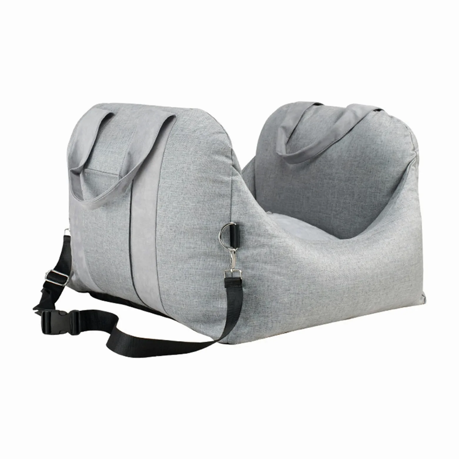Asiento lavable para perros pequeños y pequeños, asiento de coche para perros pequeños/medianos, asiento para perros con cinturón de seguridad estable y bolsa de almacenamiento (gris claro)
