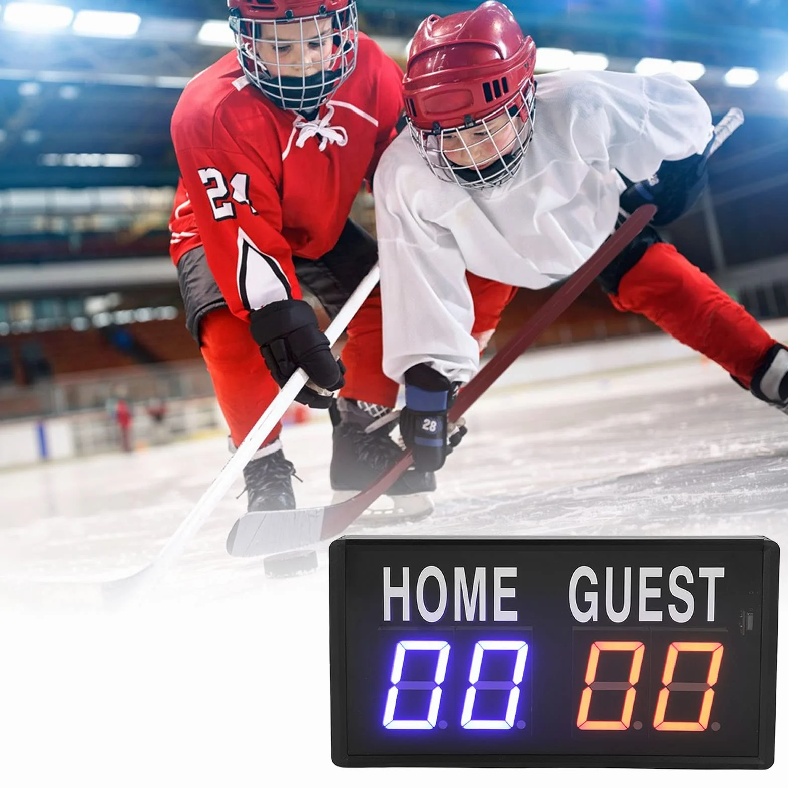 Marcador Electrónico Digital LED Portátil con Brillo Ajustable y Control Remoto para Baloncesto, Béisbol, Fútbol, Tenis