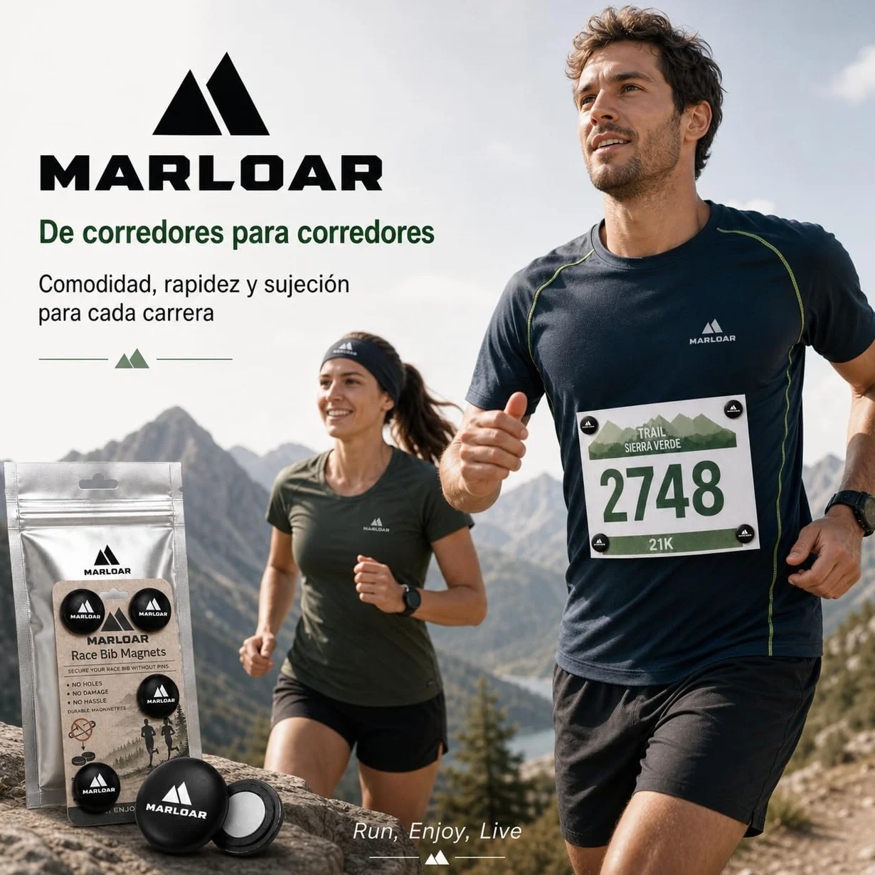 Imanes Dorsal Running Magnéticos para Maratón Trail Triatlón Pack 4-6
