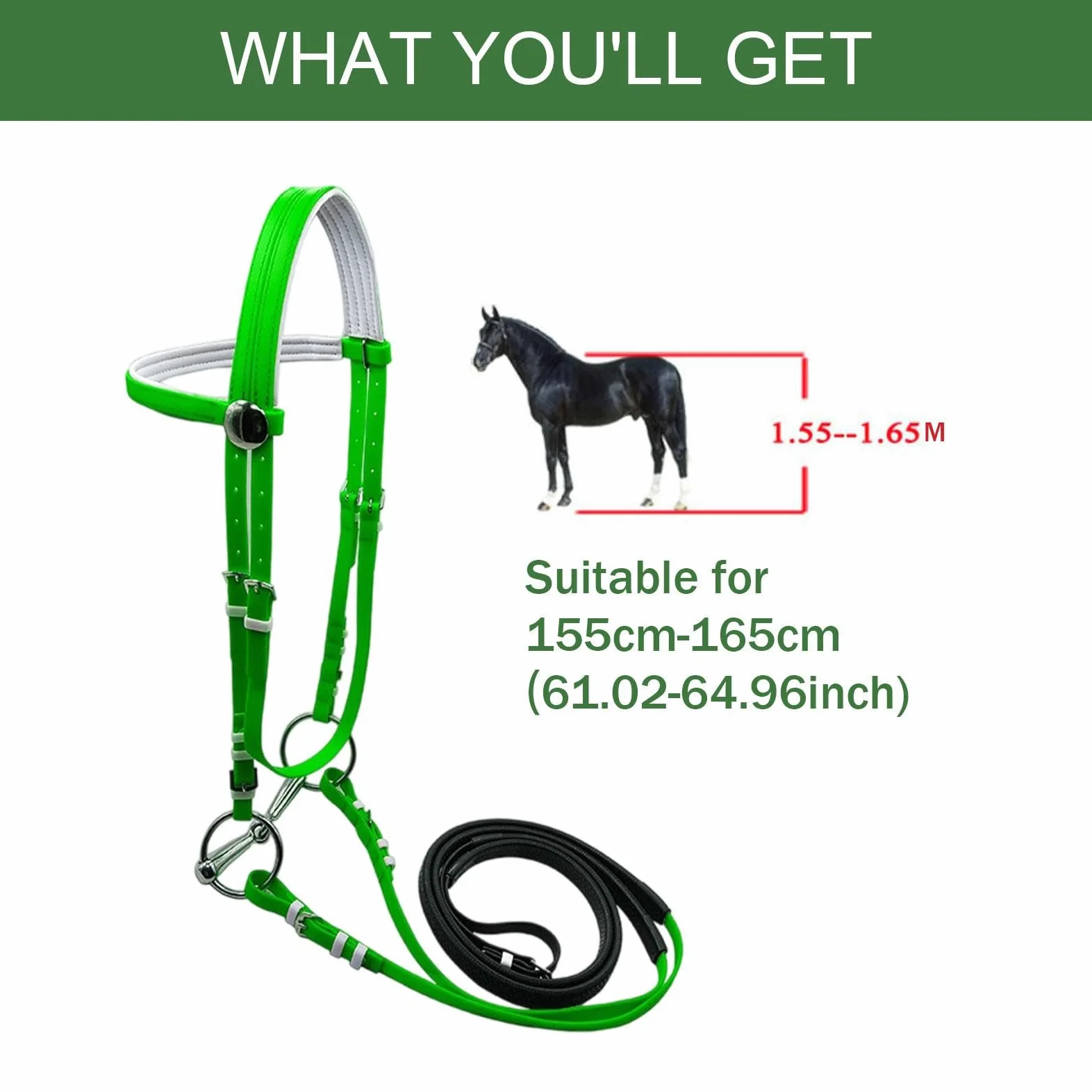 predolo Brida para Caballo con Riendas, Cabezada, Cuerda de Montar, Correa de Cuello para Entrenamiento, Sendero Agrícola