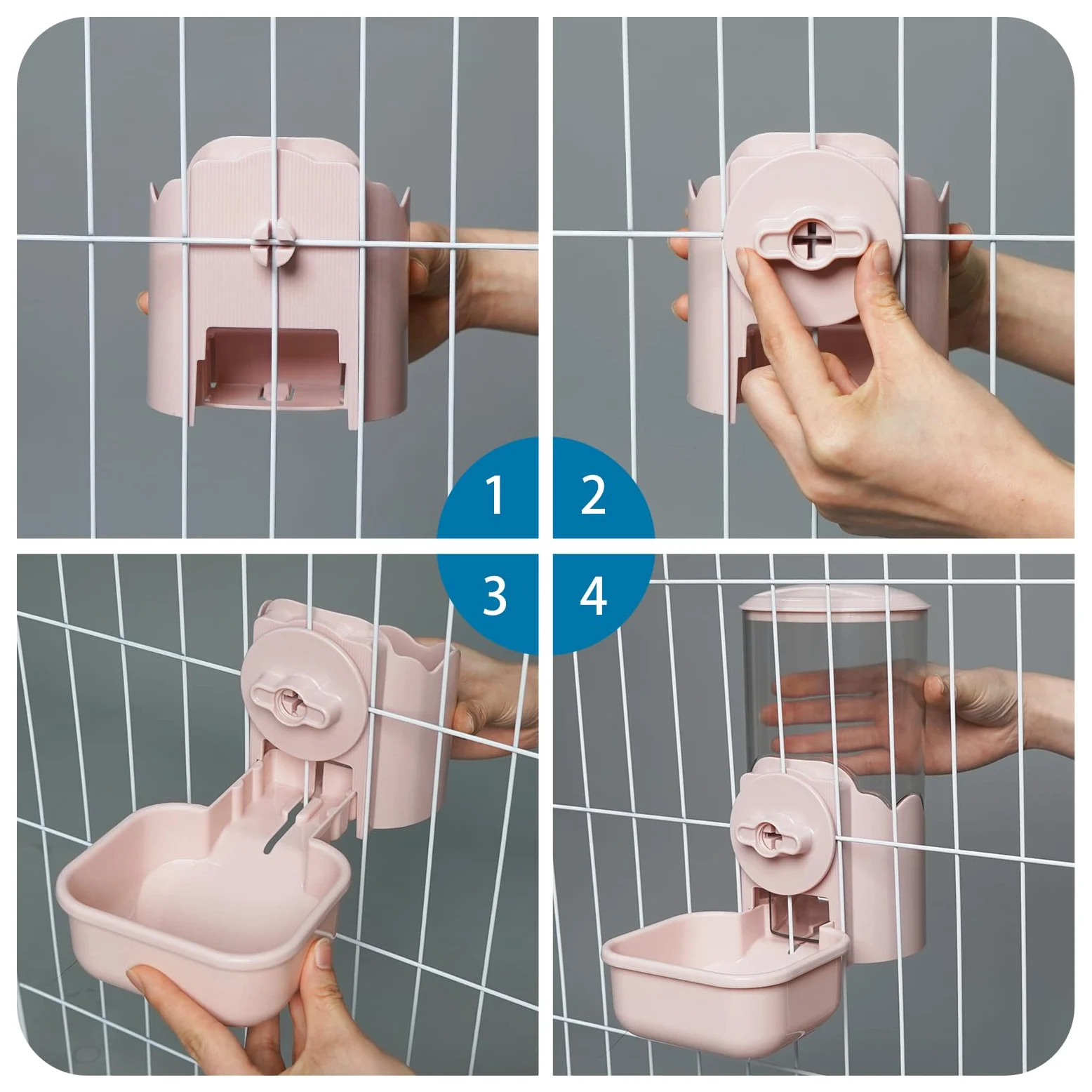 Vannon Dispensador automático de alimentos colgante para animales pequeños, comedero de gravedad de 35 onzas para jaula, cuenco de comida para conejo, cachorro, gato, hurón, cobaya, chinchilla, loro