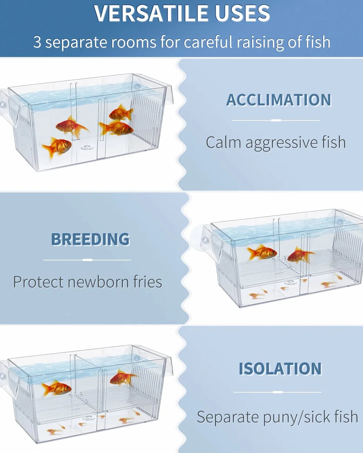 Pawfly Caja de Cría para Peces de Acuario Acrílico Incubadora Tanque con Ventosas Caja de Aislamiento Grande para Peces Bebé Camarón Betta Guppy y Platy