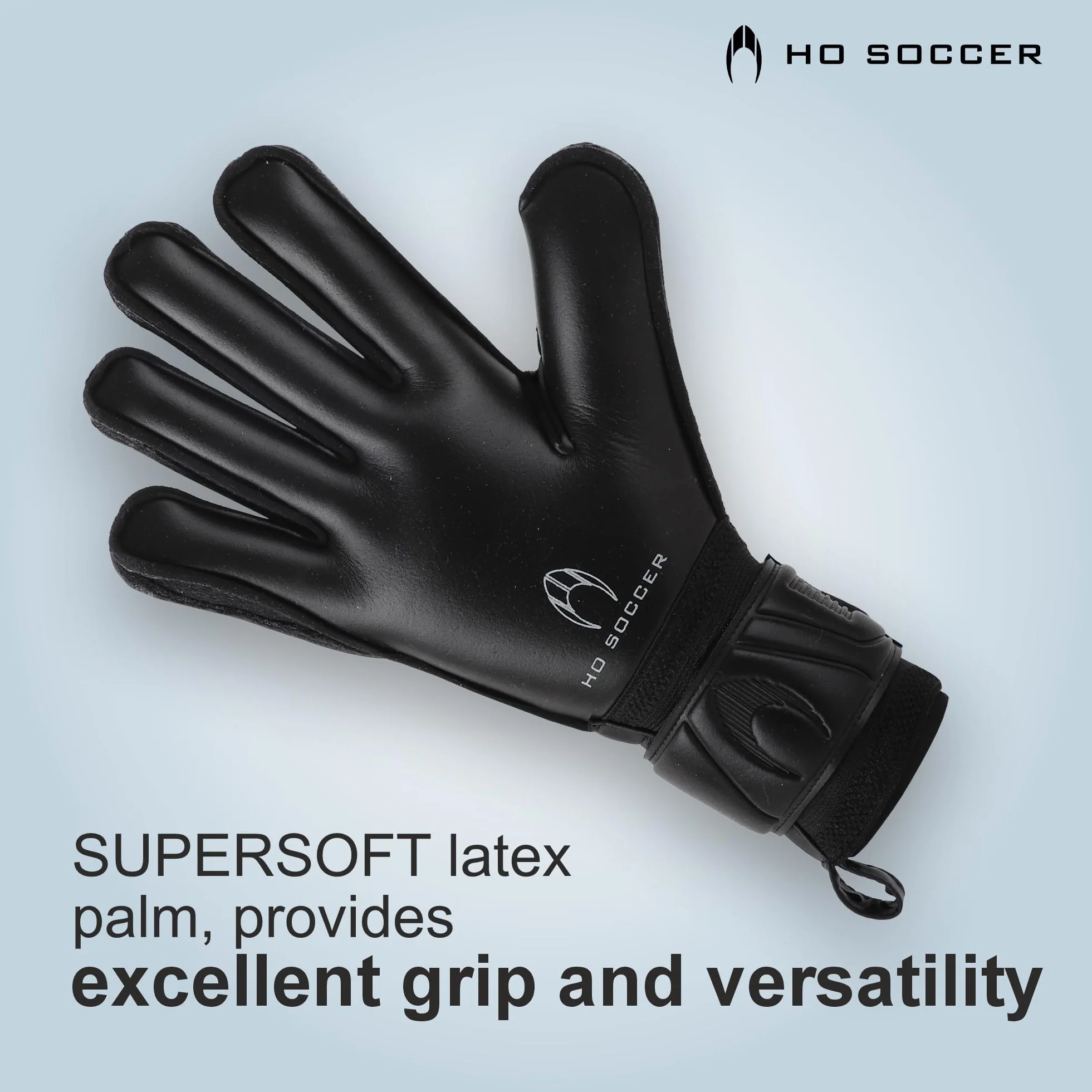 HO Soccer SPIRITO Black Flat Guantes de Portero, Negro, 6
