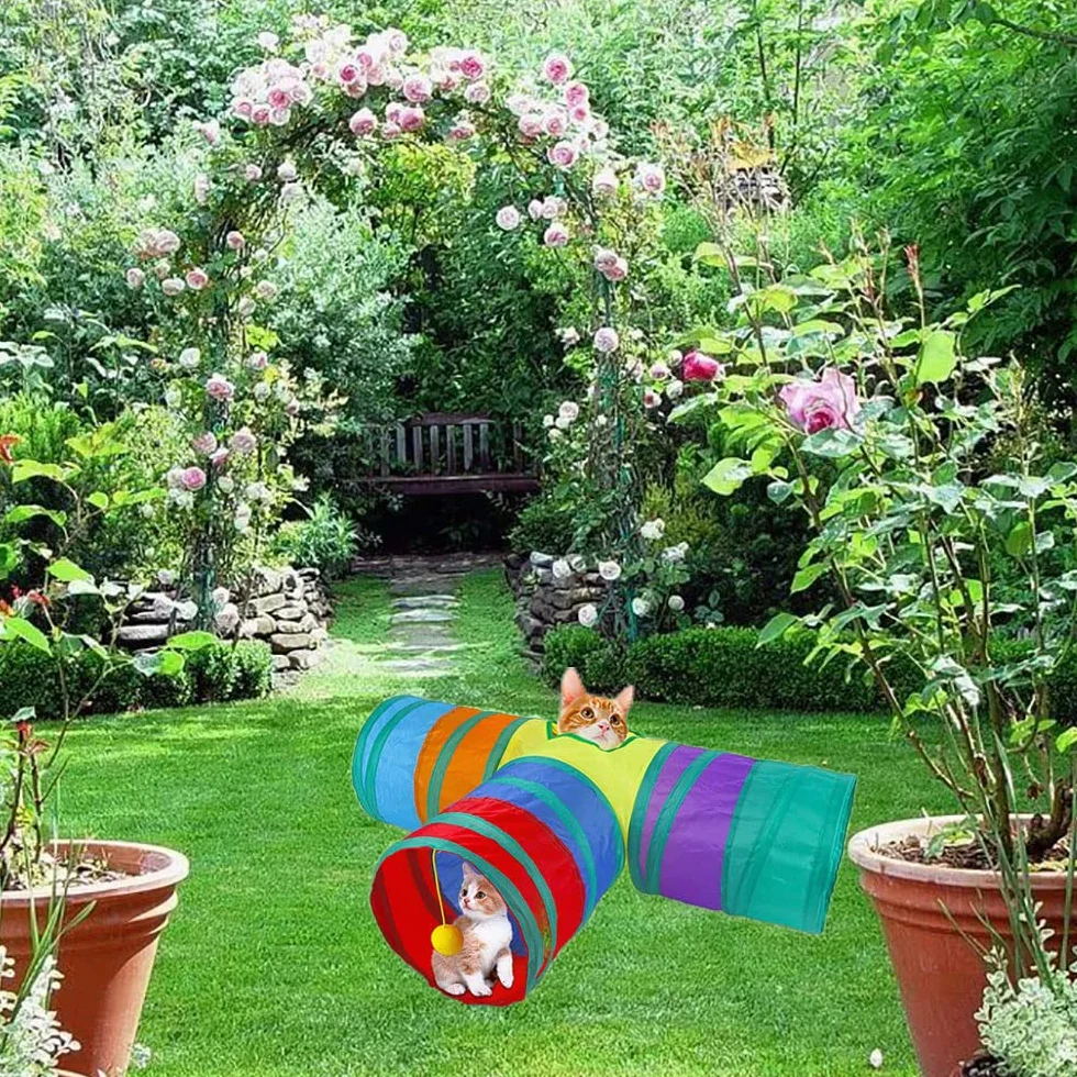Túnel para Gatos,3 Vías Túneles Plegable,Juguete Tubo de Gatos,Gato Interactivo Juguetes para Gatitos,Cachorros,Conejos,Cobayas