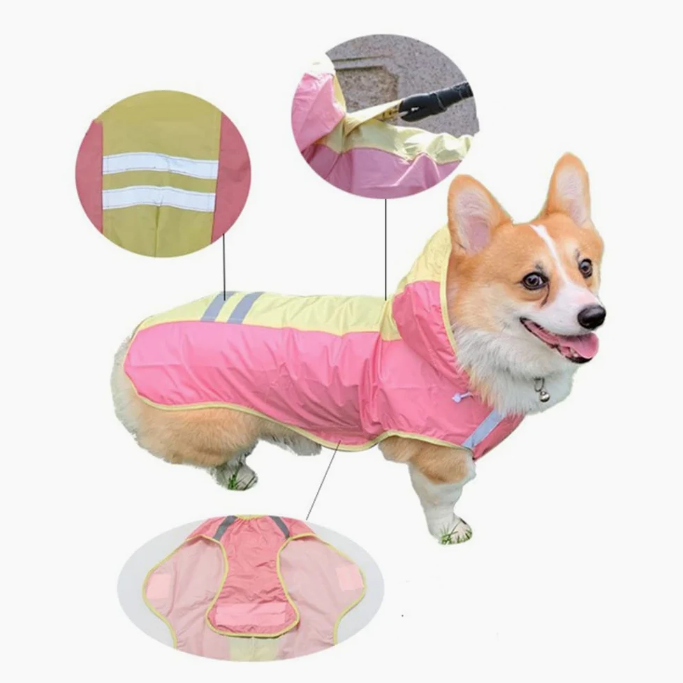 Impermeable para Perros, Impermeable Reflectante for Perros pequeños, medianos y Grandes. Chaqueta Impermeable. Ropa(Pink,L)