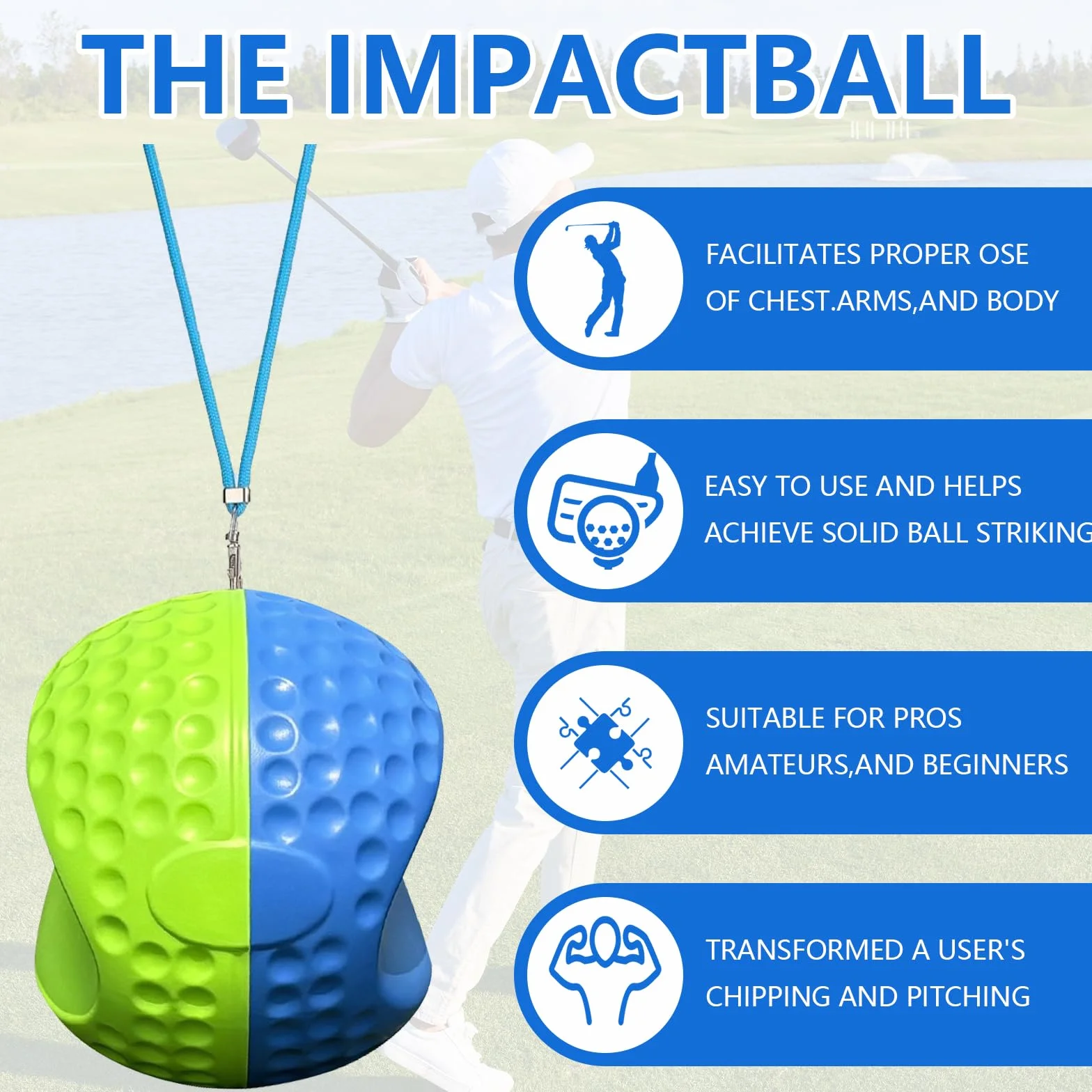 Entrenador de Swing de Golf Ayuda de Entrenamiento para Hombres y Mujeres Pelota de Accesorio