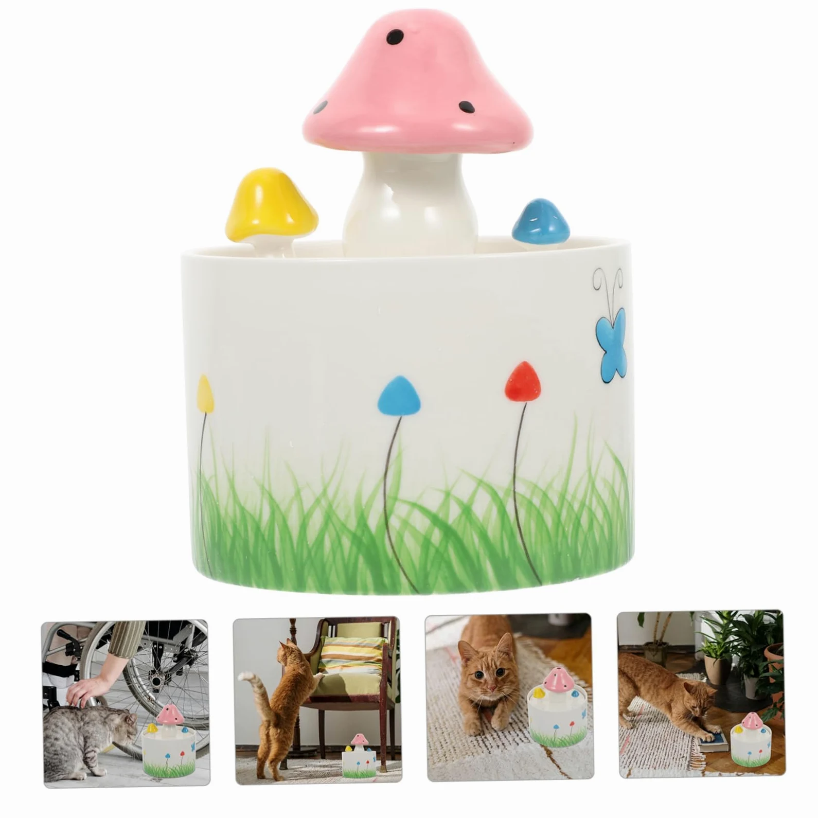 Hohopeti Dispenser De Agua Cerámico para Mascotas Bebedero Automático De Circulación para Perros y Gatos Capacidad Diseño Atractivo y para Uso Interior y Exterior