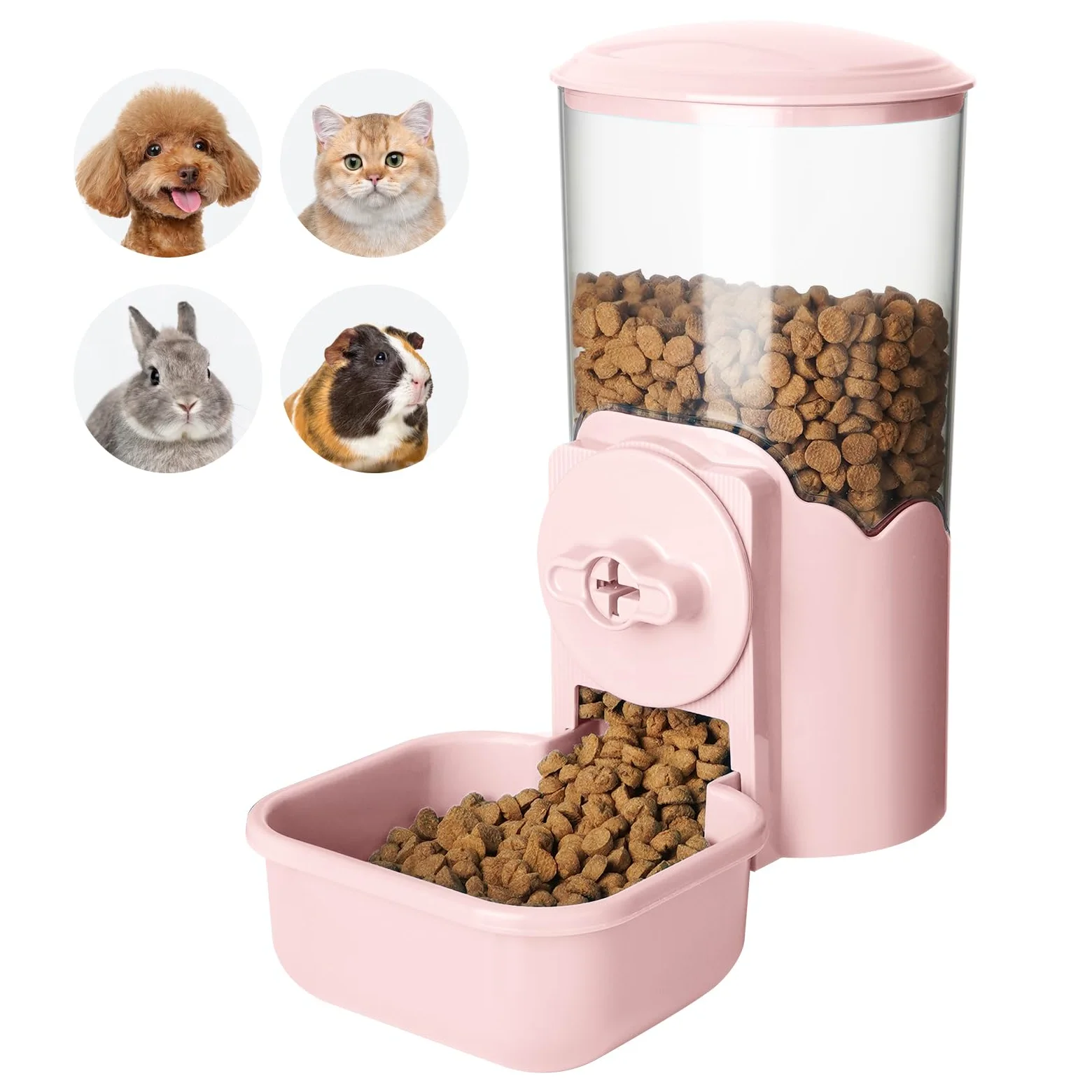Vannon Dispensador automático de alimentos colgante para animales pequeños, comedero de gravedad de 35 onzas para jaula, cuenco de comida para conejo, cachorro, gato, hurón, cobaya, chinchilla, loro
