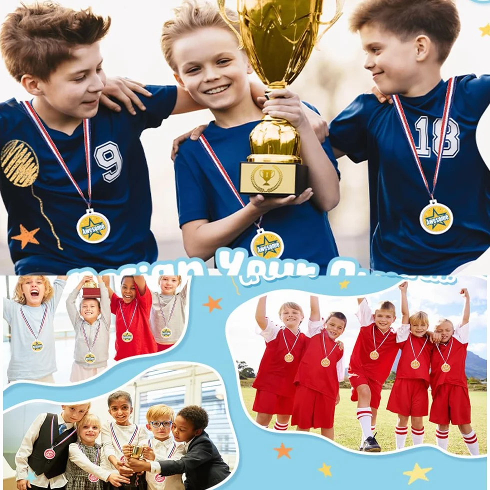 Medallas de bricolaje estilo olímpico con cintas para niños premio deportes festivales