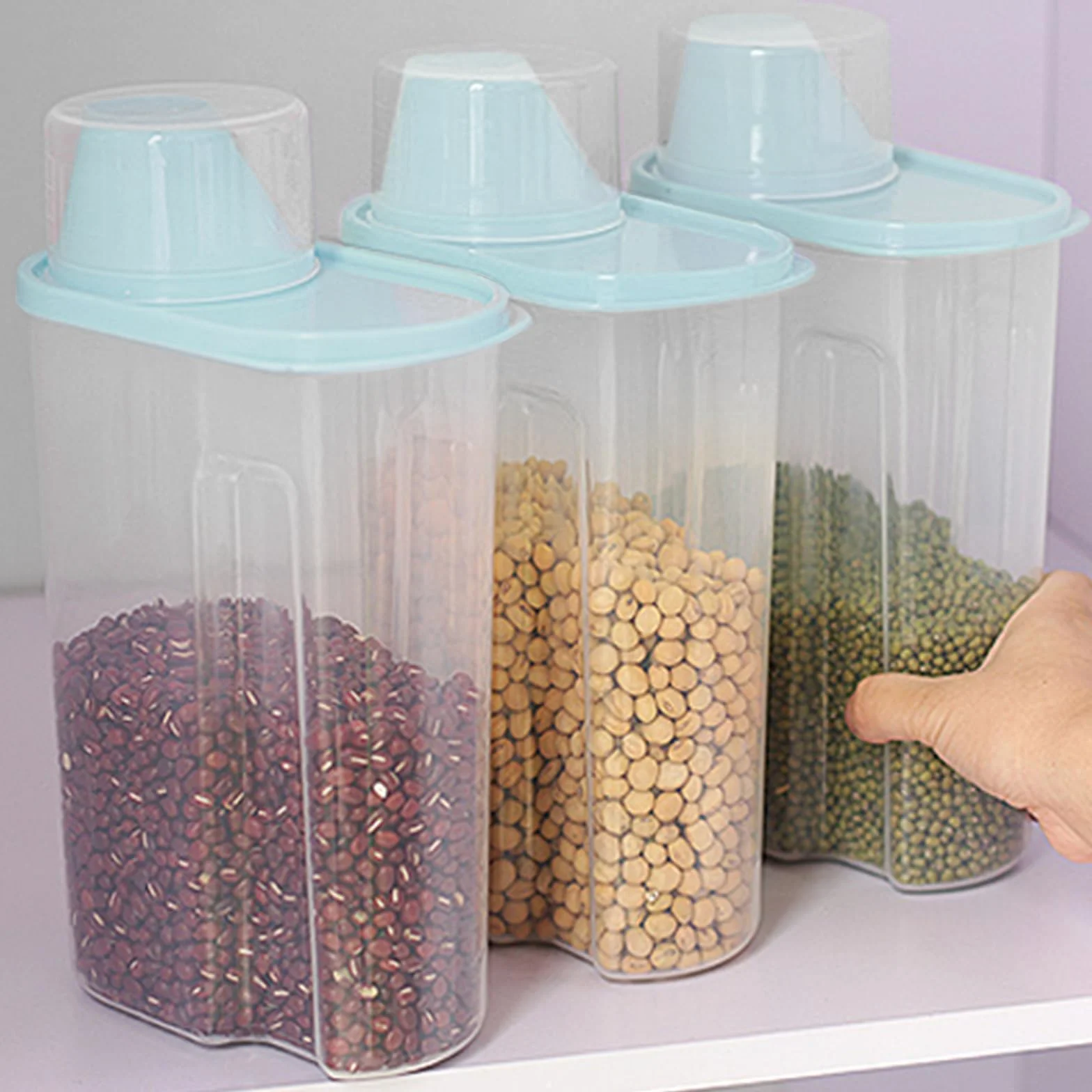 Dokeno 2PCS Contenedor Pienso 2,5 L, Contenedor Comida Perro con Vaso Medidor, Recipientes Herméticos para Comida para Perros, Envase de Plástico, para Cereales, Arroz, Perros, Gatos (26 * 15 * 8cm)