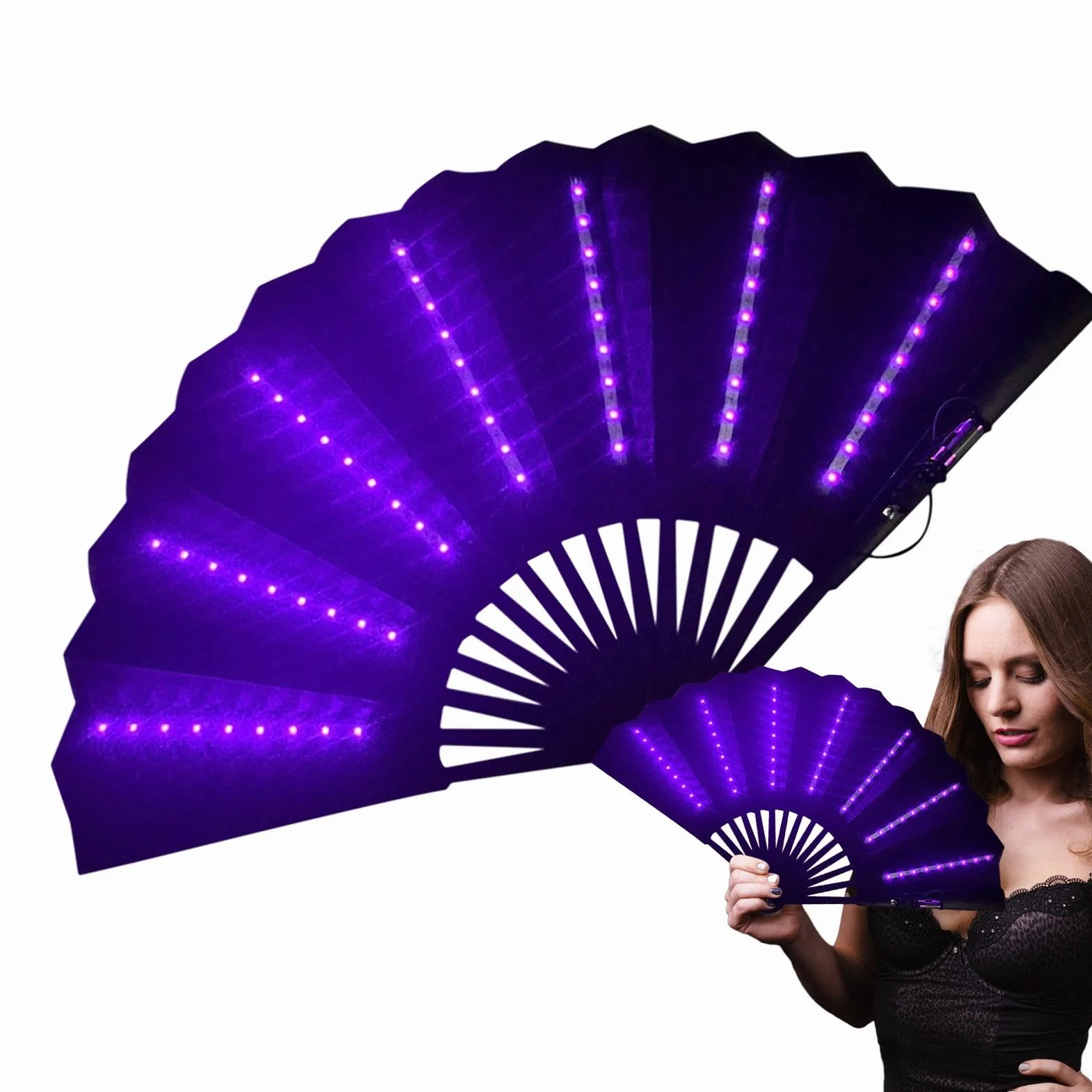 Abanico de mano plegable para festivales, ventilador de mano multiusos para viajes, accesorios de carnaval