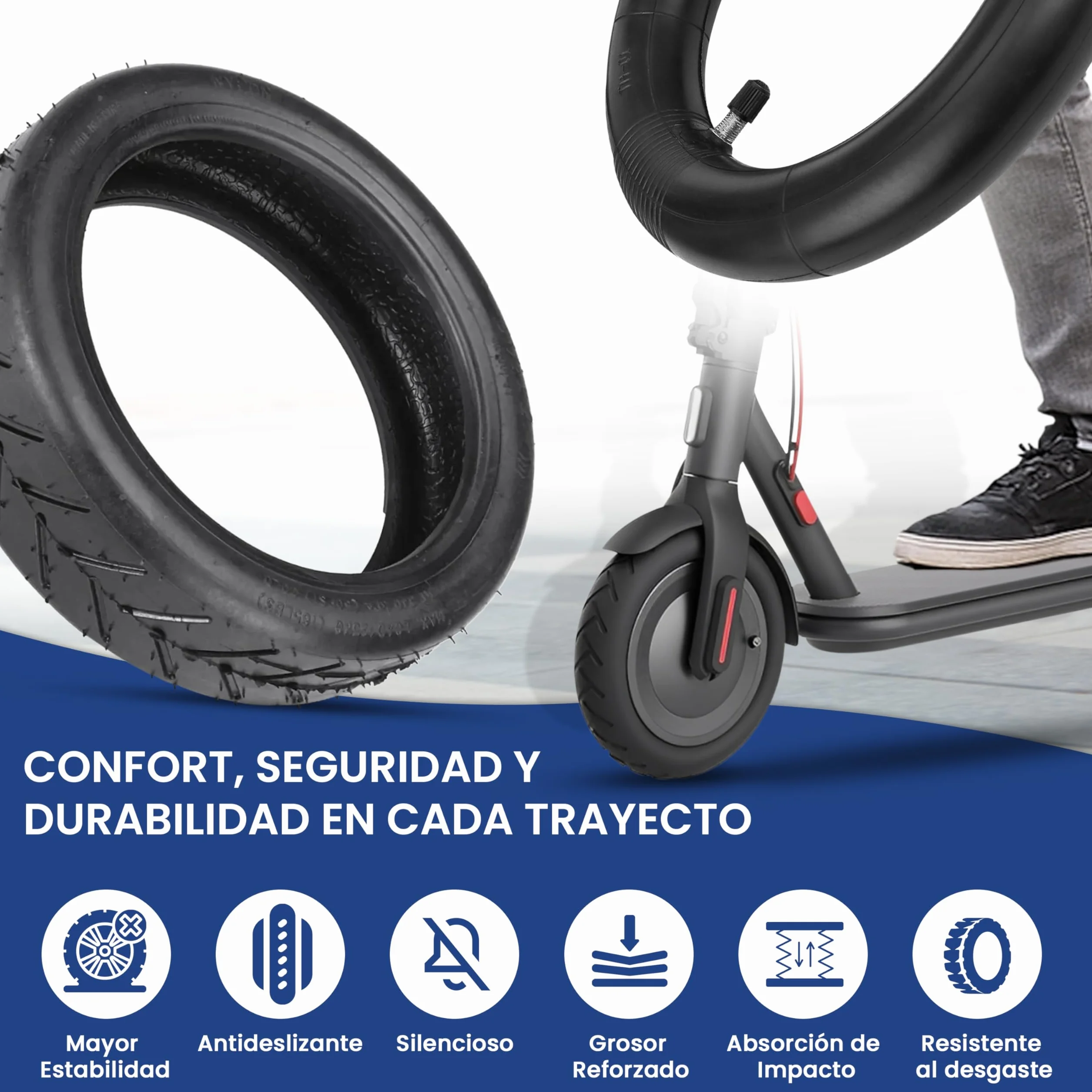 ANSENI Cubierta y Cámaras de Aire 8.5 Pulgadas Neumático 50/75-6.1 Ruedas Compatible Xiaomi M365 Pro2