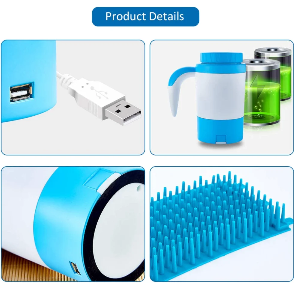 Limpiador De Patas para Mascotas Lavadora De Patas para Perros con Correa De Manija Lavadora De Patas Sucia Portátil Taza De Silicona para Lavadora Lavapiés para Mascotas USB Recargable