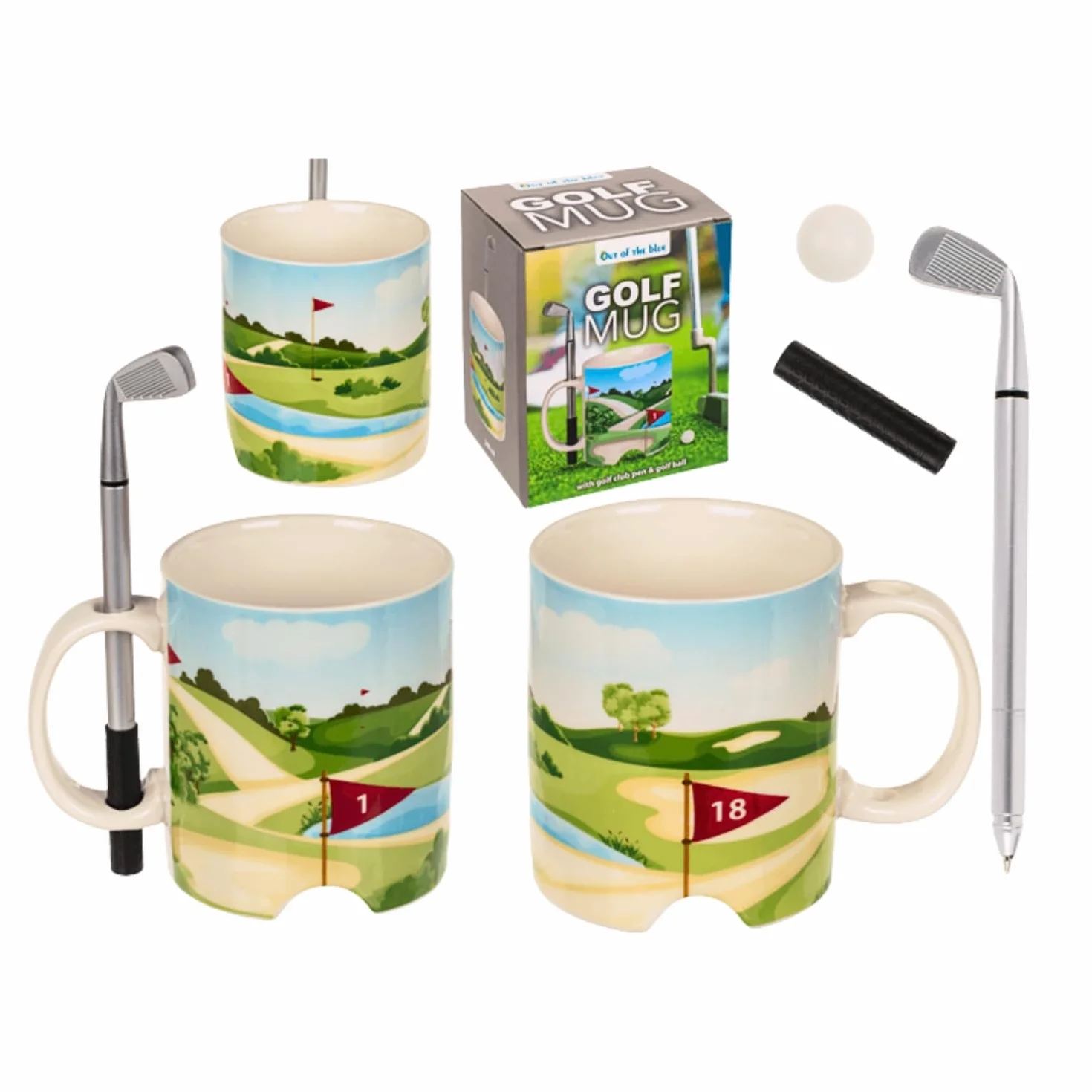 Out of the Blue Taza Golf Mug - Golf Club Pen y Pelota