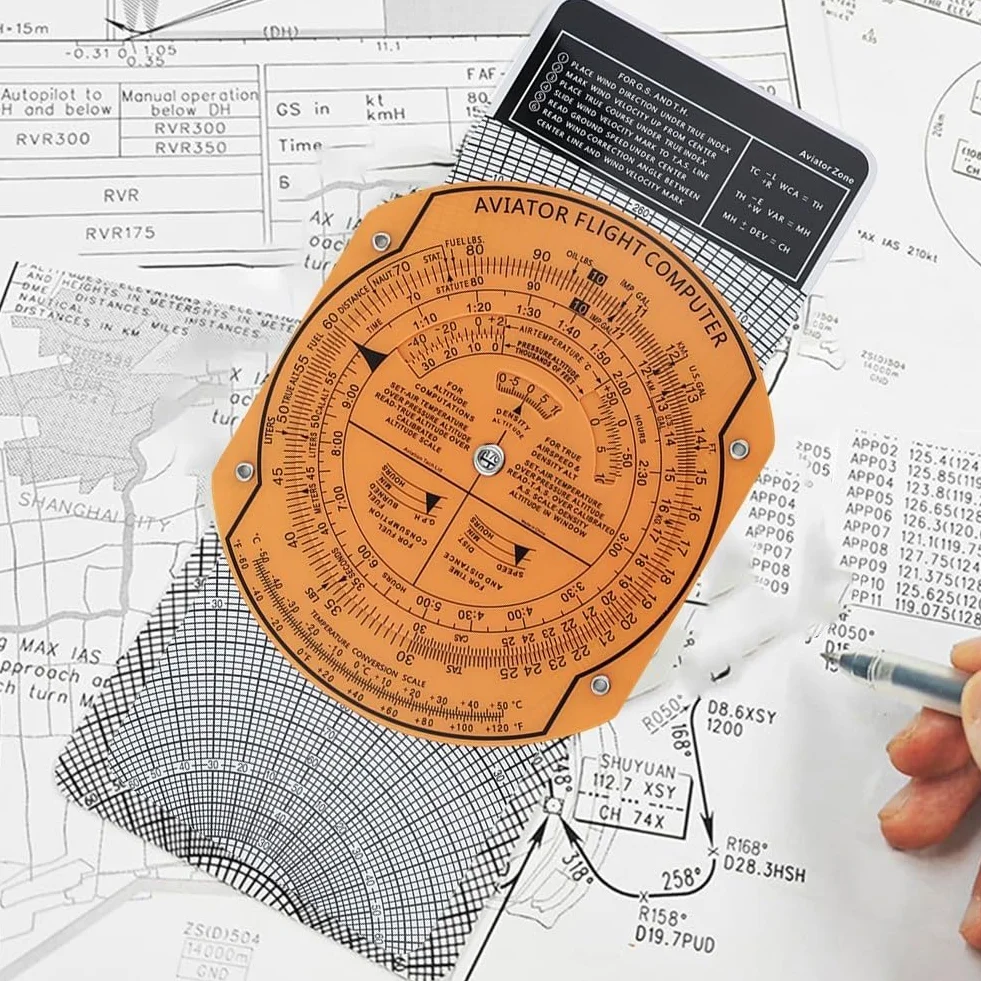 Plotter de navegación de aviación ABS transparente 360° regla deslizante para planificación de vuelo