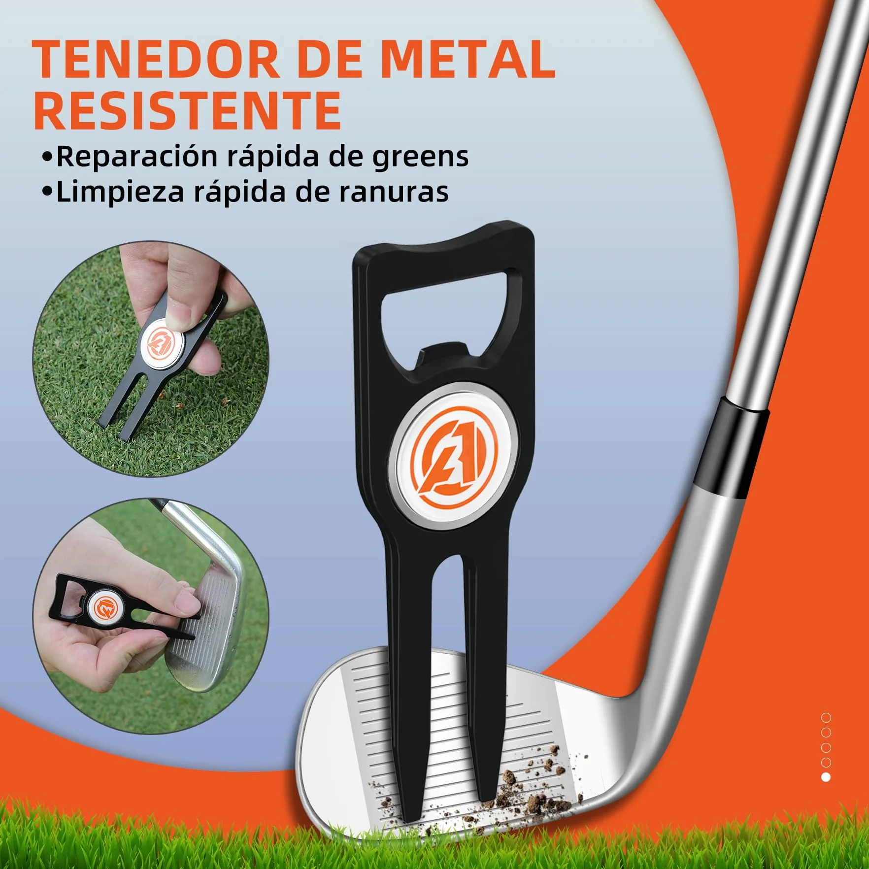 AOFAR Golf Divot Tool con Marcado magnético, Cepillo de Limpieza de Palo de Golf Integrado, aleación de Zinc