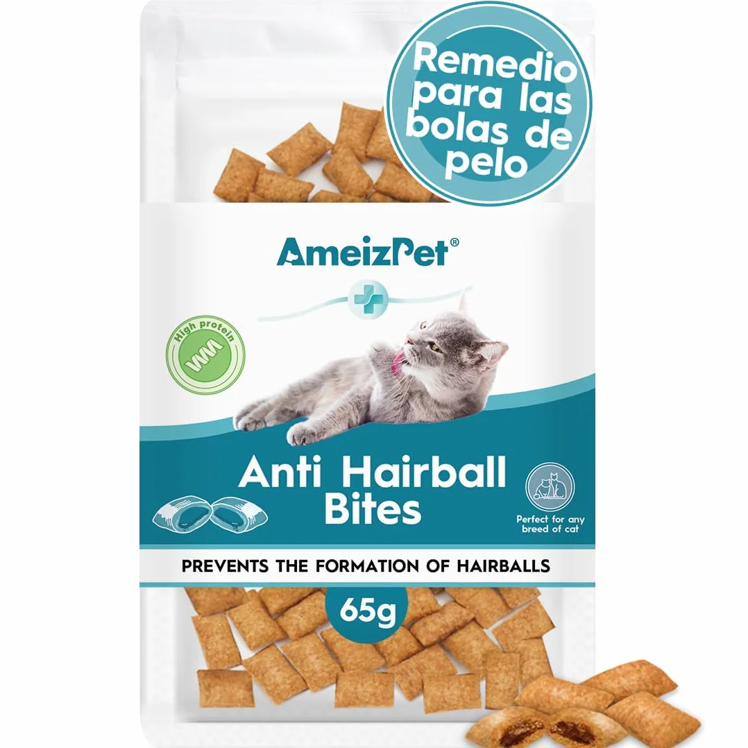 Ameizpet Malta para Gatos Bolas De Pelo, Golosinas Antibolas para Gatos con Taurina Y Extracto Malta - Antibolas de Pelo, Ideal para Gato Interior, 65 g (2.3 oz)