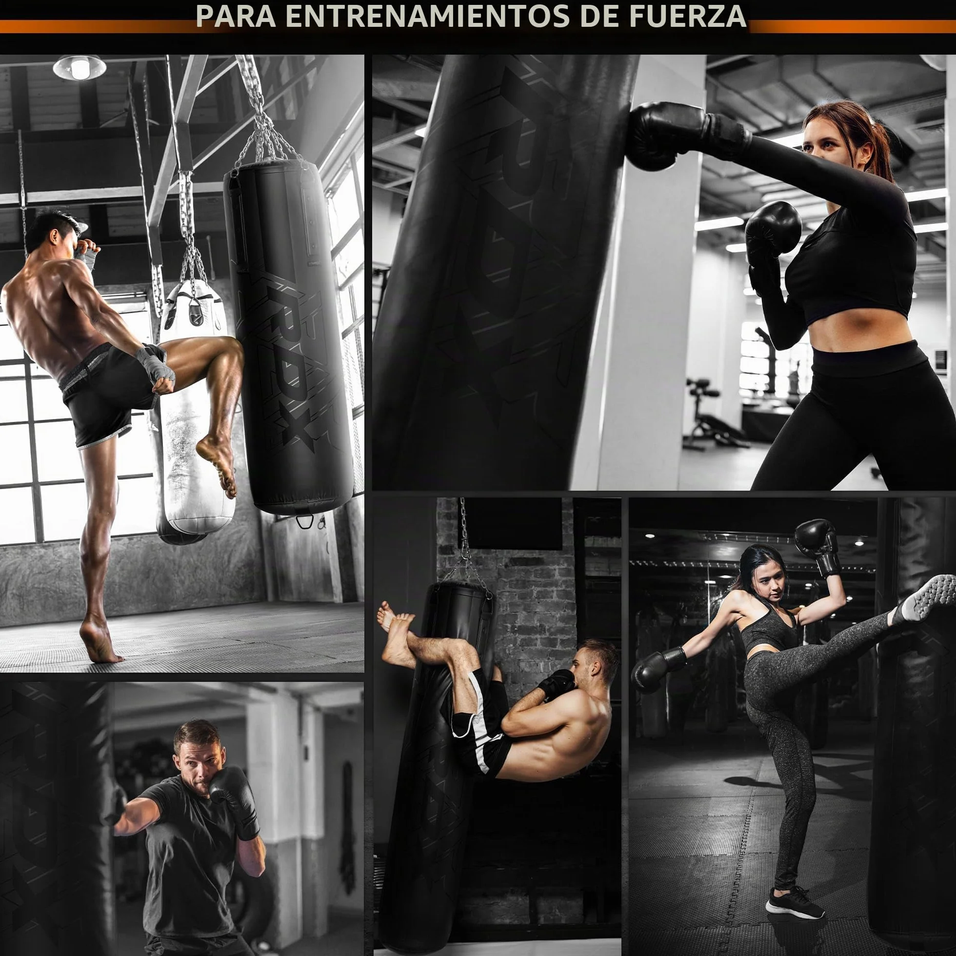 RDX Saco de Boxeo Adulto Relleno 5FT Cuero Maya Hide Punching Bag Set con Guantes Cadena y Soporte de Pared