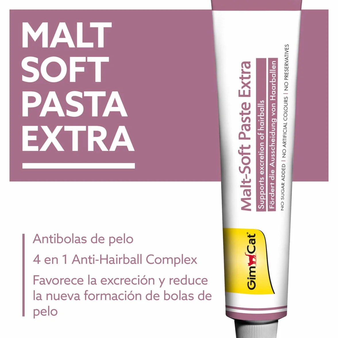 GimCat Malt-Soft Extra, pasta con malta- Anti-Hairball snack para gatos favorece la excreción de bolas de pelo - 1 tubo (1 x 200 g)