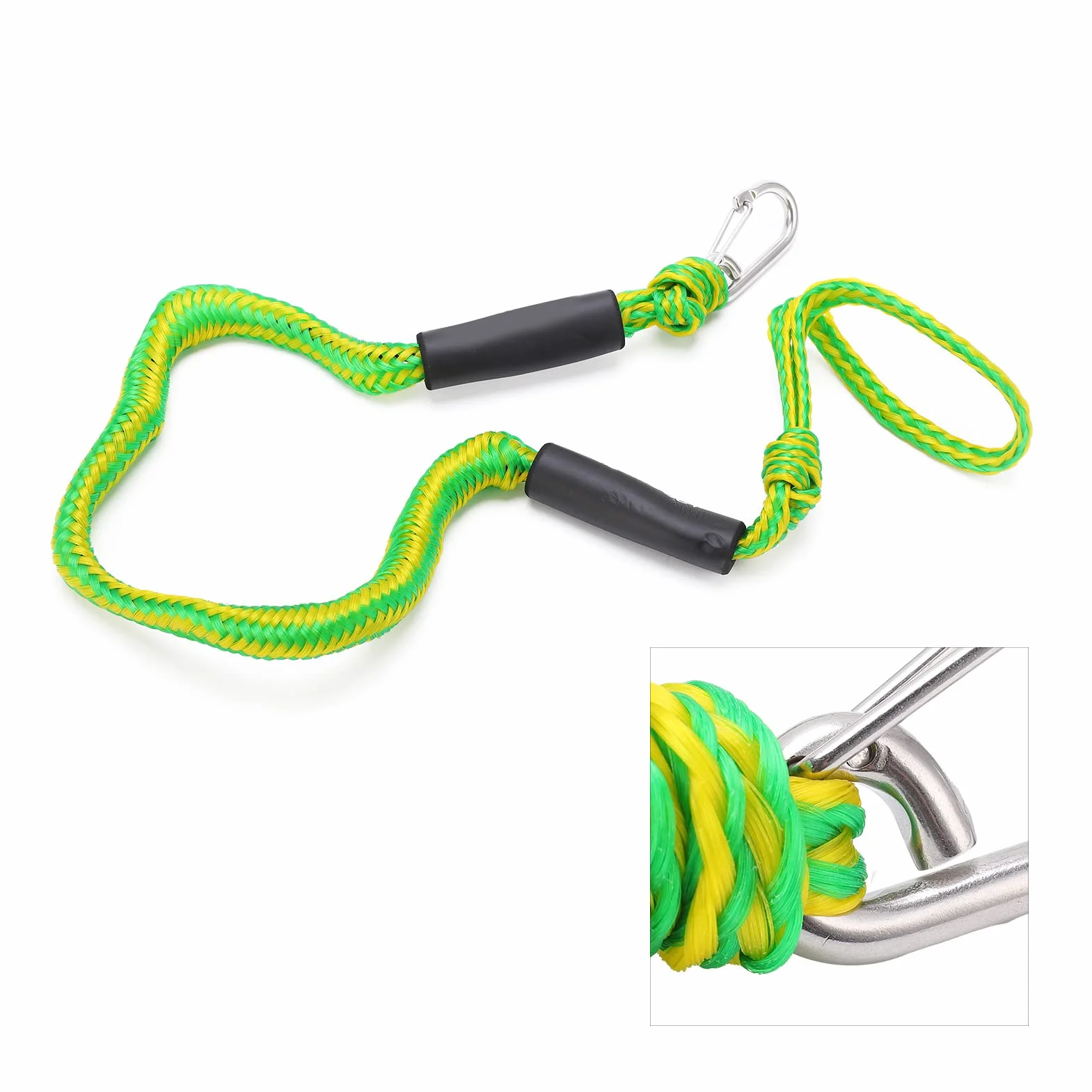 Bungee Dock Line Marine Rope Boat Dock Lines Cuerda de Amarre Verde con Hebilla D para Jetski Kayak