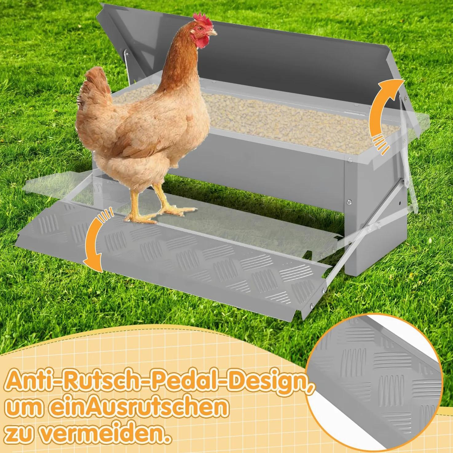 Comedero automático para mascotas con tapa de acero inoxidable, 5 kg, comedero automático para gallinas, 2 comederos, diseño antideslizante e innovador bisel interior, ideal para perros y
