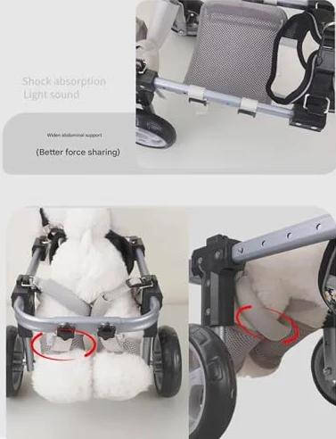 Silla de ruedas para perro, soporte ajustable de cuatro ruedas para una mayor movilidad, lo que permite el movimiento libre para mascotas con movilidad limitada