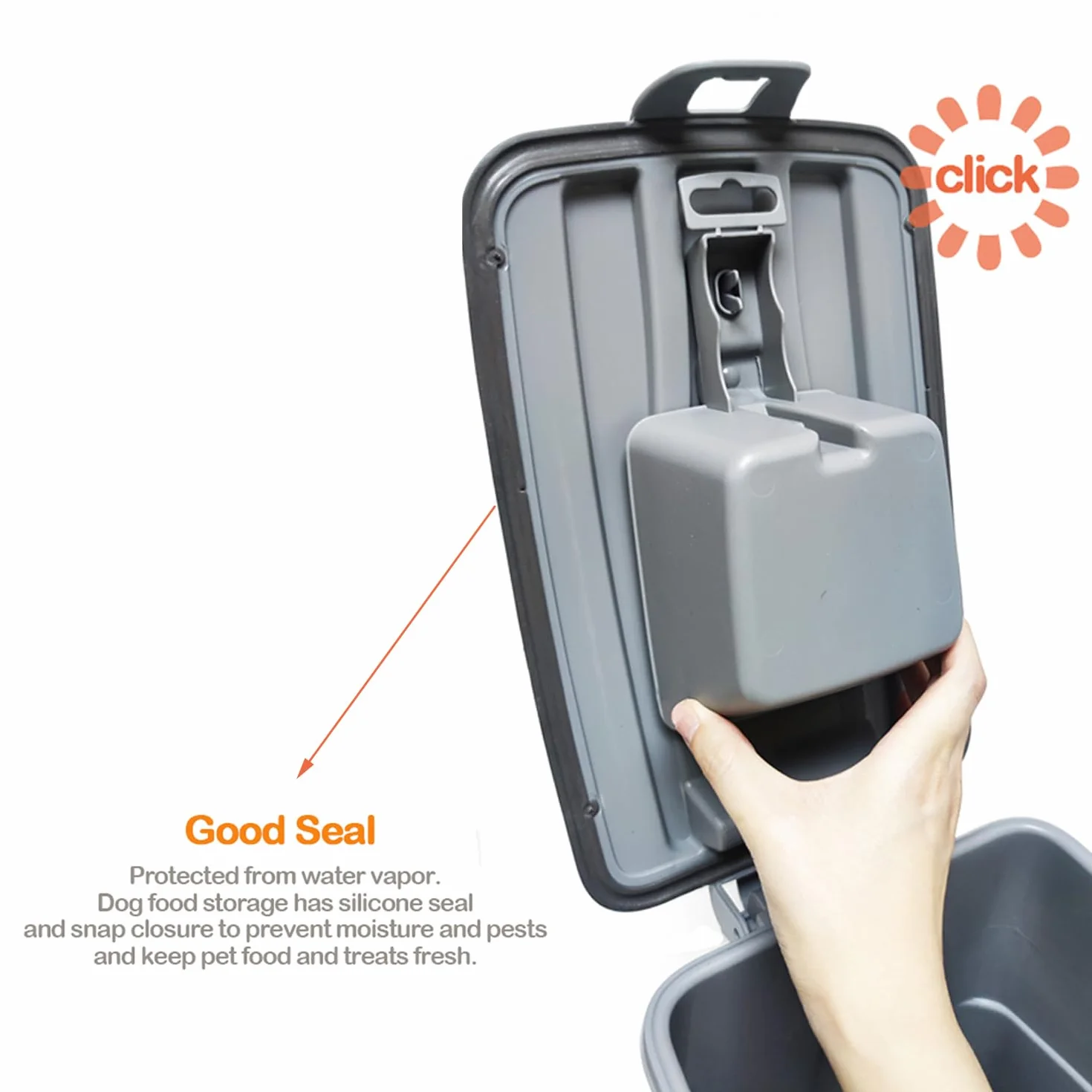 BPS Contenedor de Comida para Mascotas Caja de Alimentos Pienso 54L Tapa Abatible Hermética con Pala para Perros y Gatos (L: Blanco) BPS-4159BL