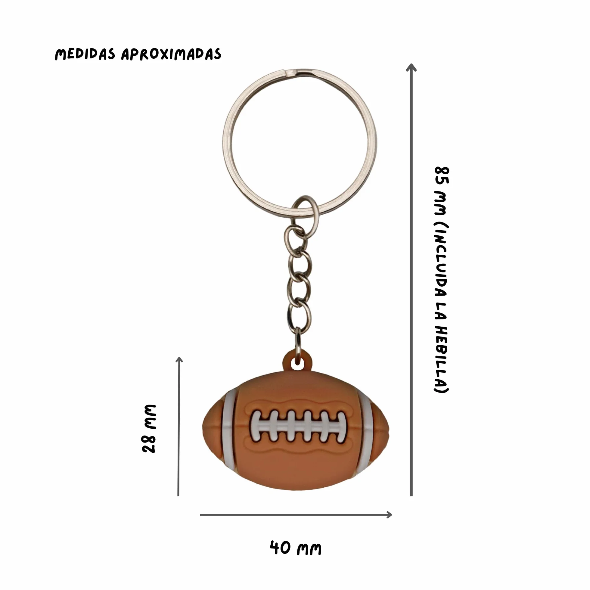 AUTOZOCO Llavero plástico pelota de fútbol americano 10 cm