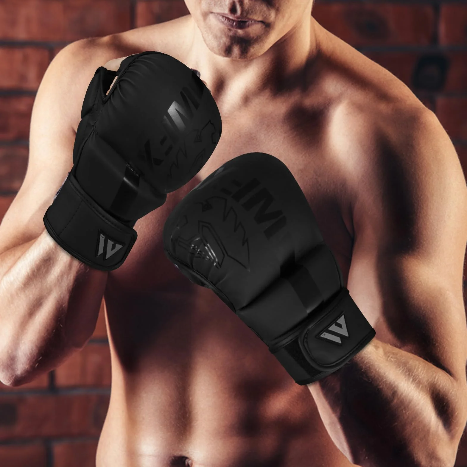 WFX Guantes de artes marciales Sparring Muay Thai Palma Abierta Soporte de Muñeca Ajustable