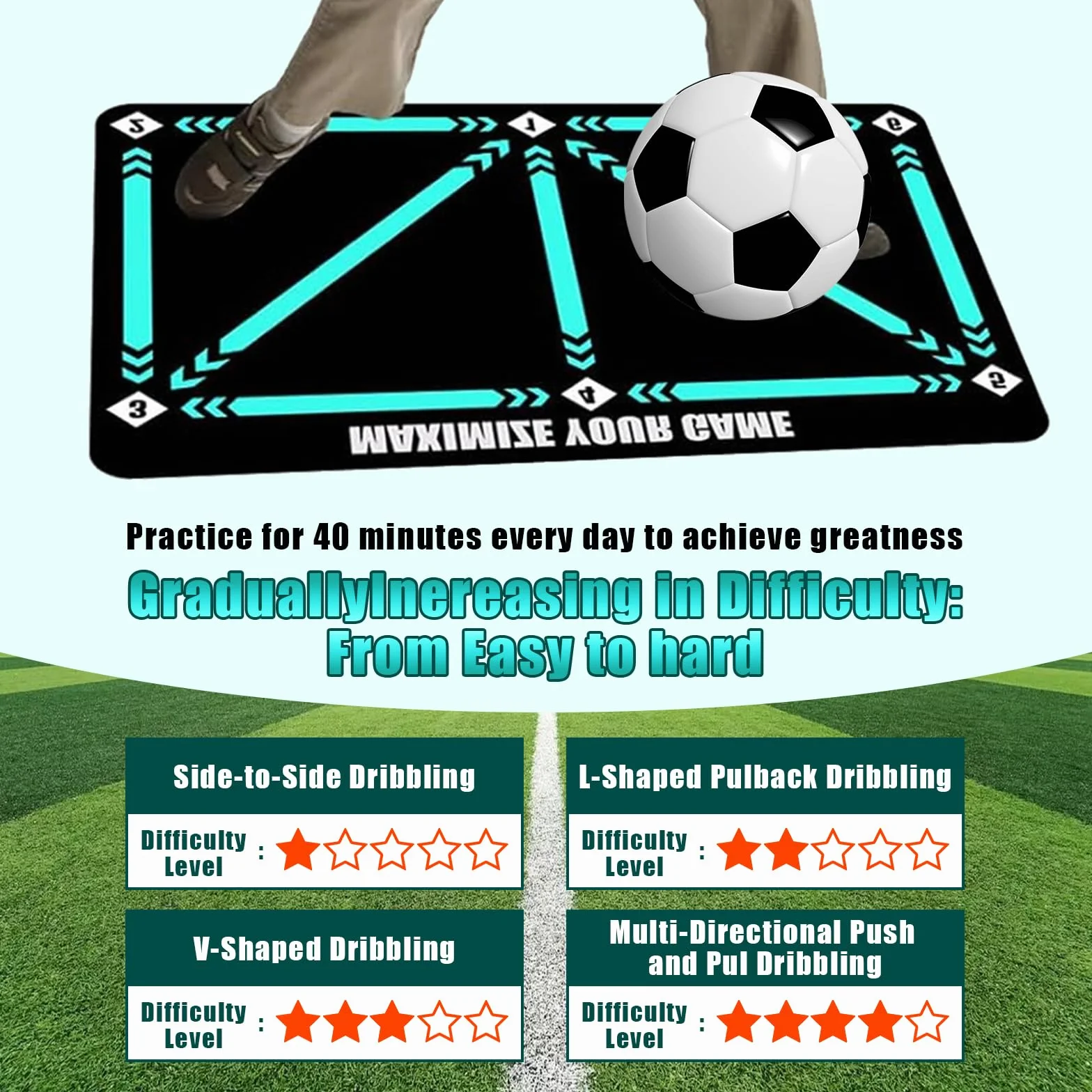 Alfombrilla de Entrenamiento de Fútbol Antideslizante 60x90 cm