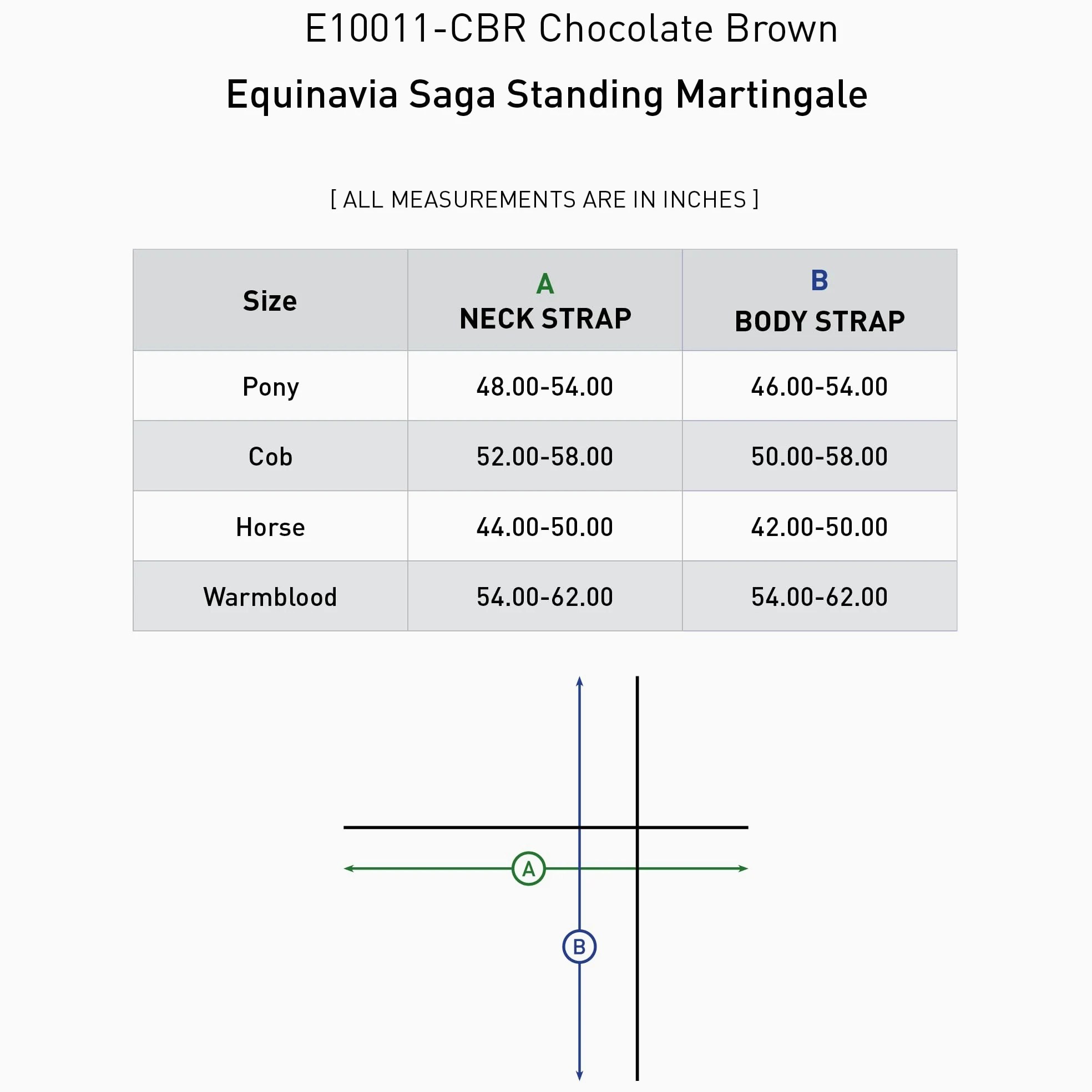 Equinavia Saga Martingala de pie ajustable de cuero con herrajes de acero inoxidable, marrón chocolate, mazorca