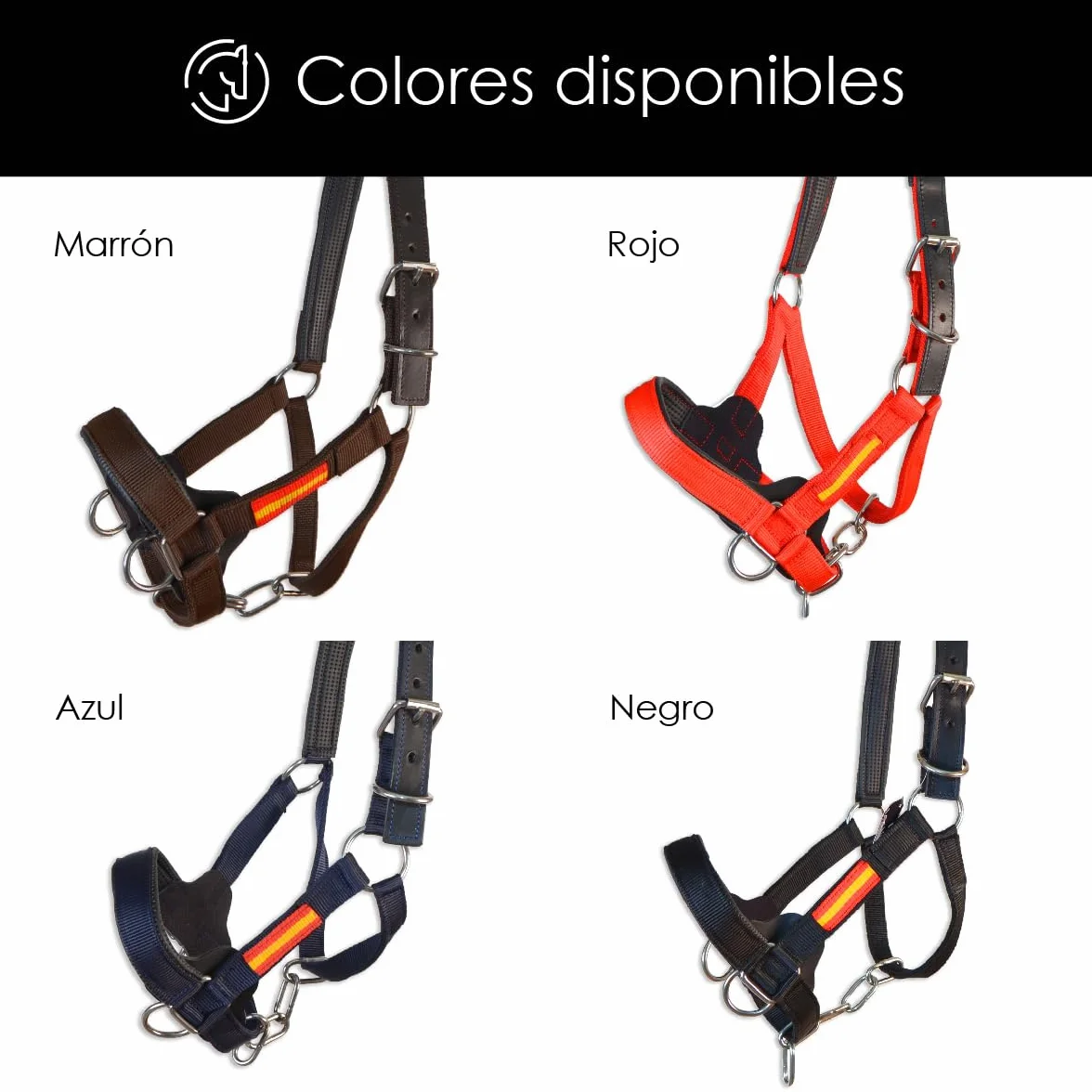 Los Nietos Cabezada cuadra nylon Dressage Talla COB Khaki