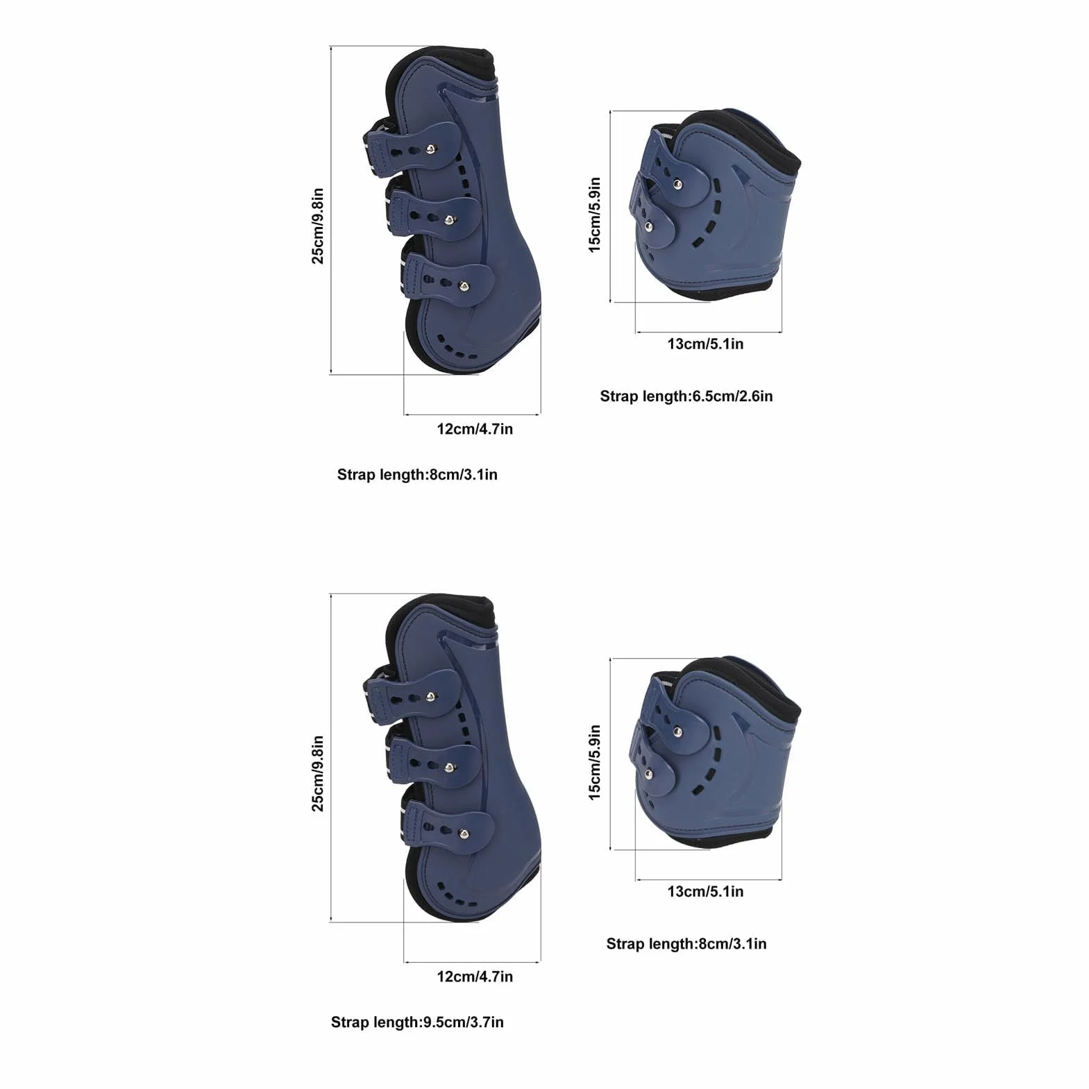 Botas Protectoras Para Tendón De Caballo, Bota De Menudillo Frontal Abierta Ajustable, Botas Protectoras Transpirables Para Tendón De Salto De Caballo, Juego Azul De 4(M)