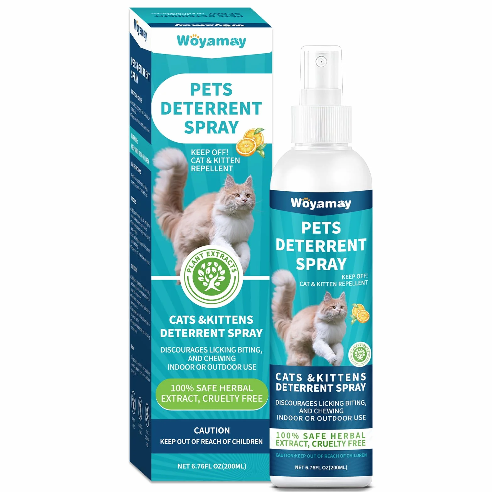 Woyamay Spray Antiarañazos Gatos, Spray Repelente Gatos en Interiores y Exteriores, Spray Ahuyentador de Gatos Que Rascan, Mantiene a Las Mascotas Fuera de Las Áreas De Acceso, Protege Muebles, 200ml