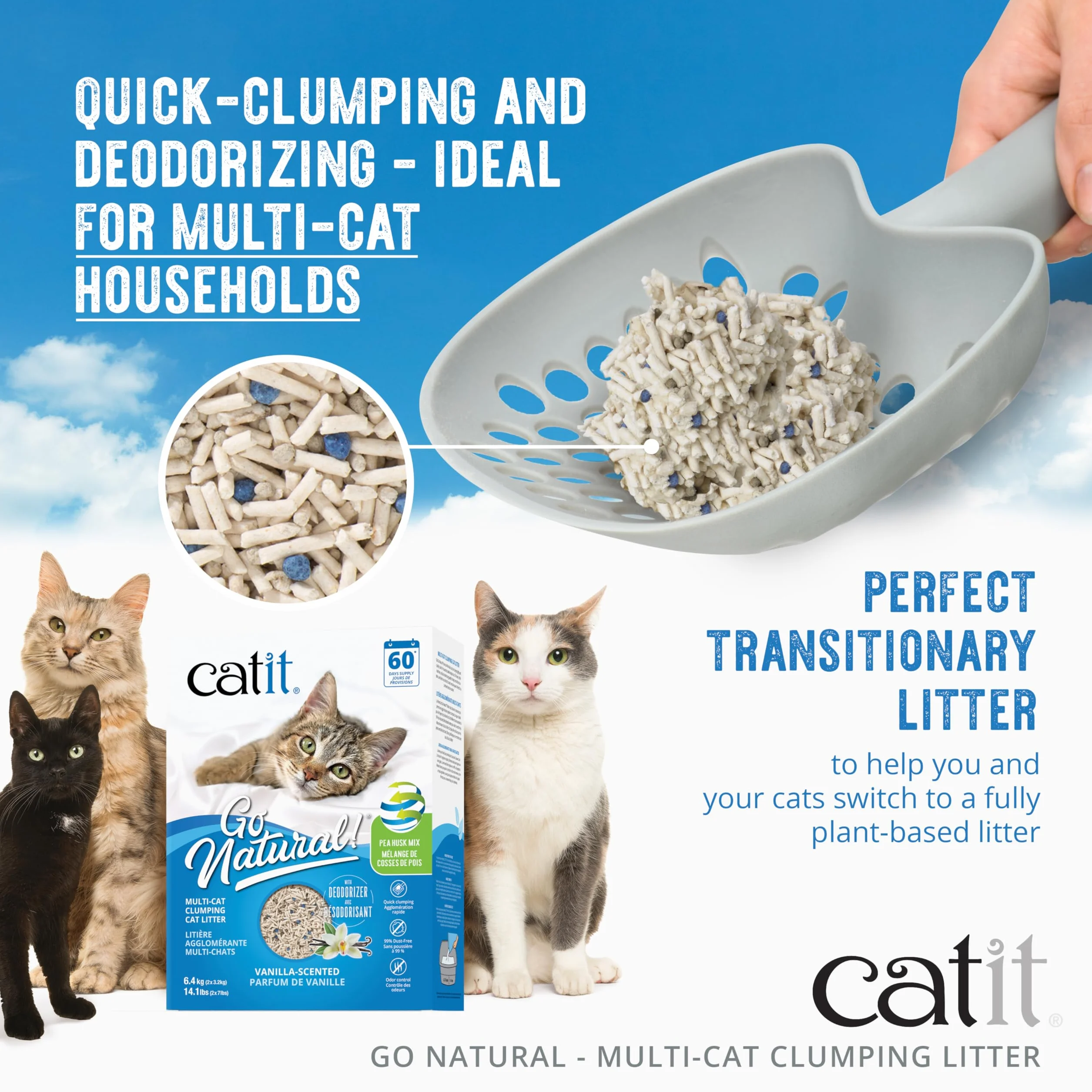Arena Aglomerante Mix para Muchos Gatos Catit Go Natural