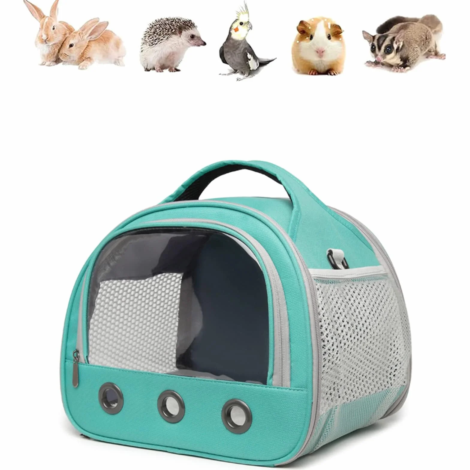 SOONHUA Bolsa de Transporte de Animales pequeños,Bolsa de Viaje saliente para Mascotas,Portador de Conejillos de Indias portátil con Ventana Transparente y Malla Transpirable para Indias Ardilla