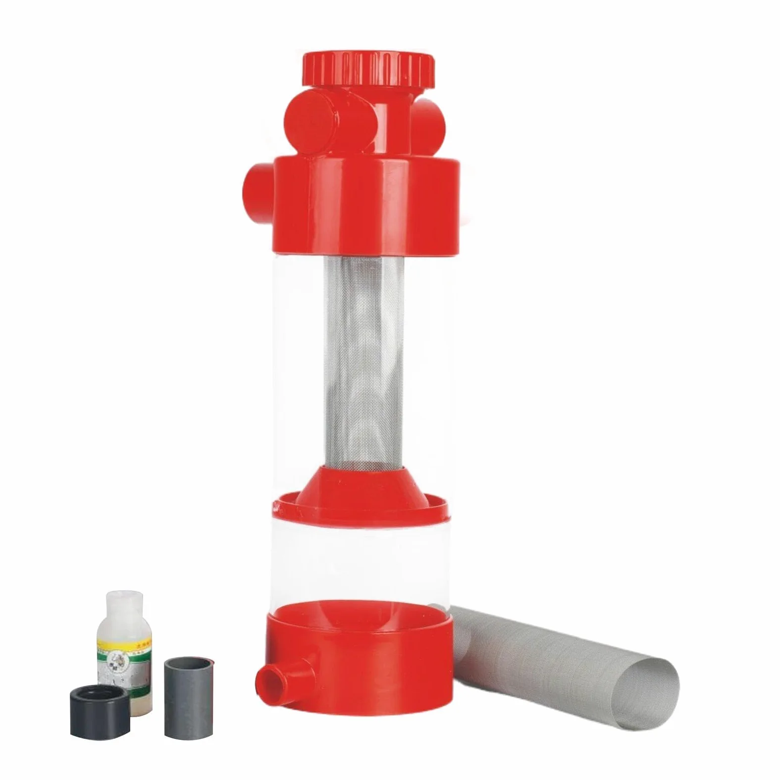 Colector de desechos de peceras, Separador de Limpieza Externo de acuarios con Filtro de Malla de Acero Inoxidable, Herramienta de eliminación de sedimentos para Tanques de cría de camarones Betta